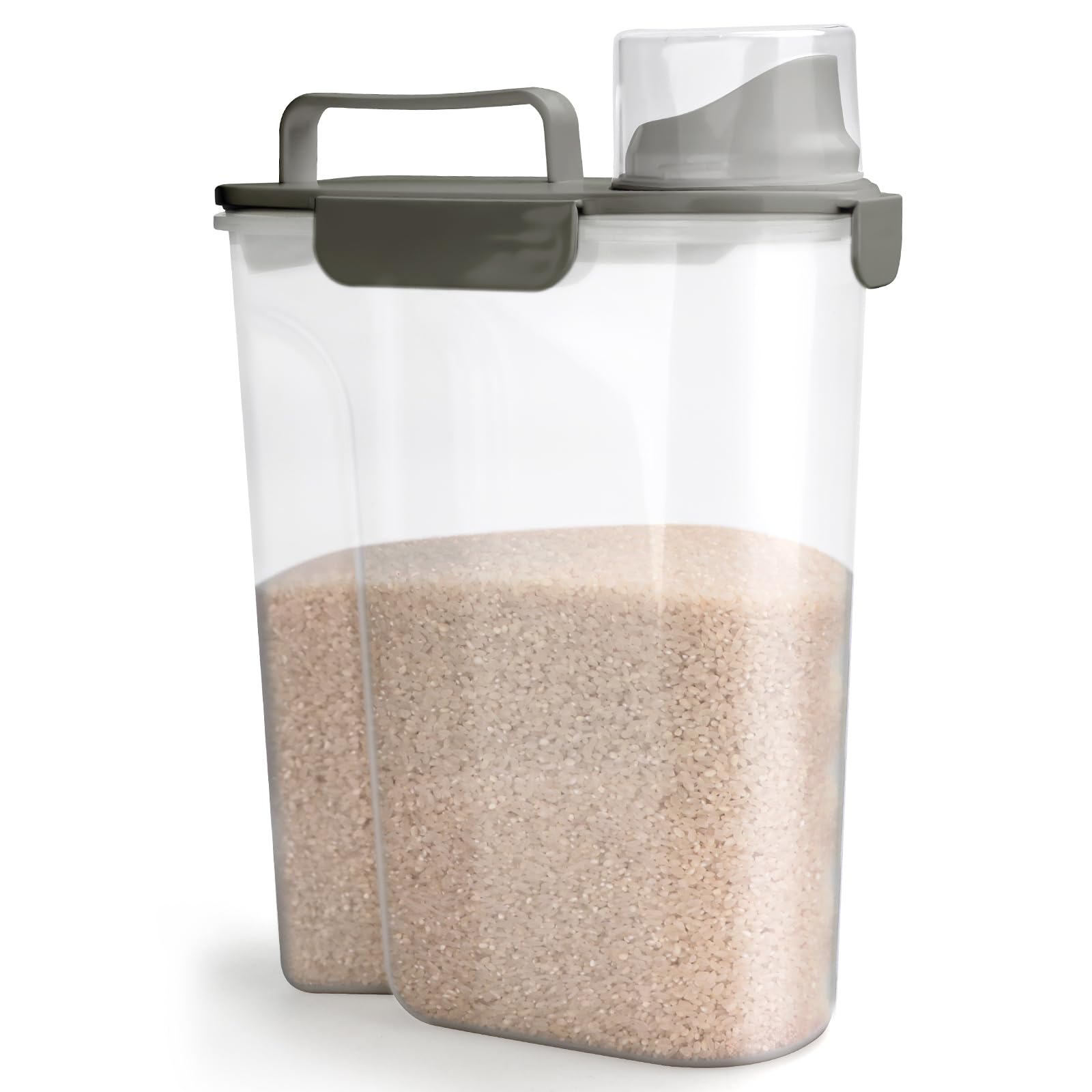 Viretec Rice Storage Container, 5 To 10Lb Dry Food Airtight Dispenser, Pet Dog Cat Food Canister, Bpa Free Clear Plastic Kitchen