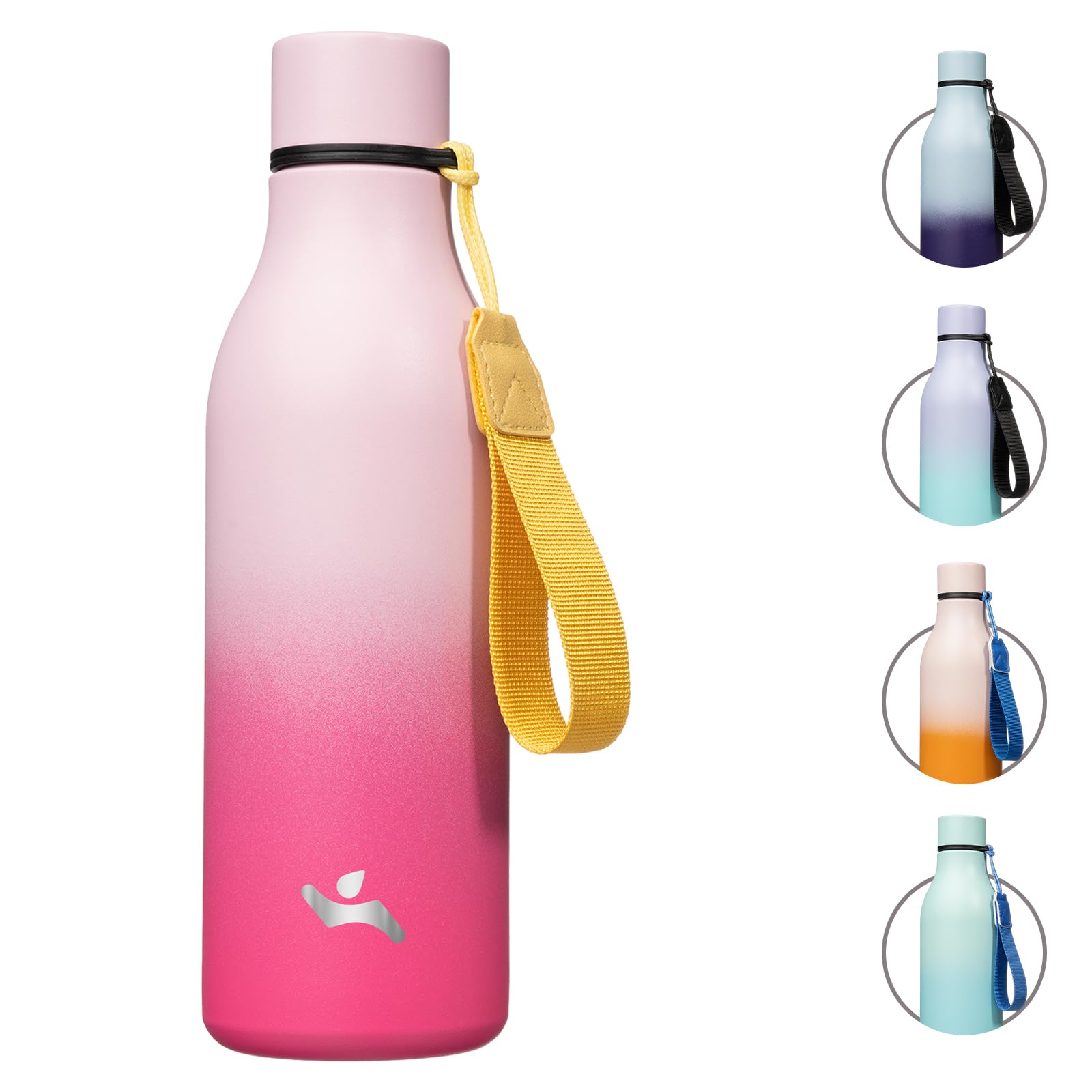 Konokyo Insulated Water Bottle with Strap,18 oz Double Wall Stainless Steel Vacuum Bottles Metal Water Flask,Cherry