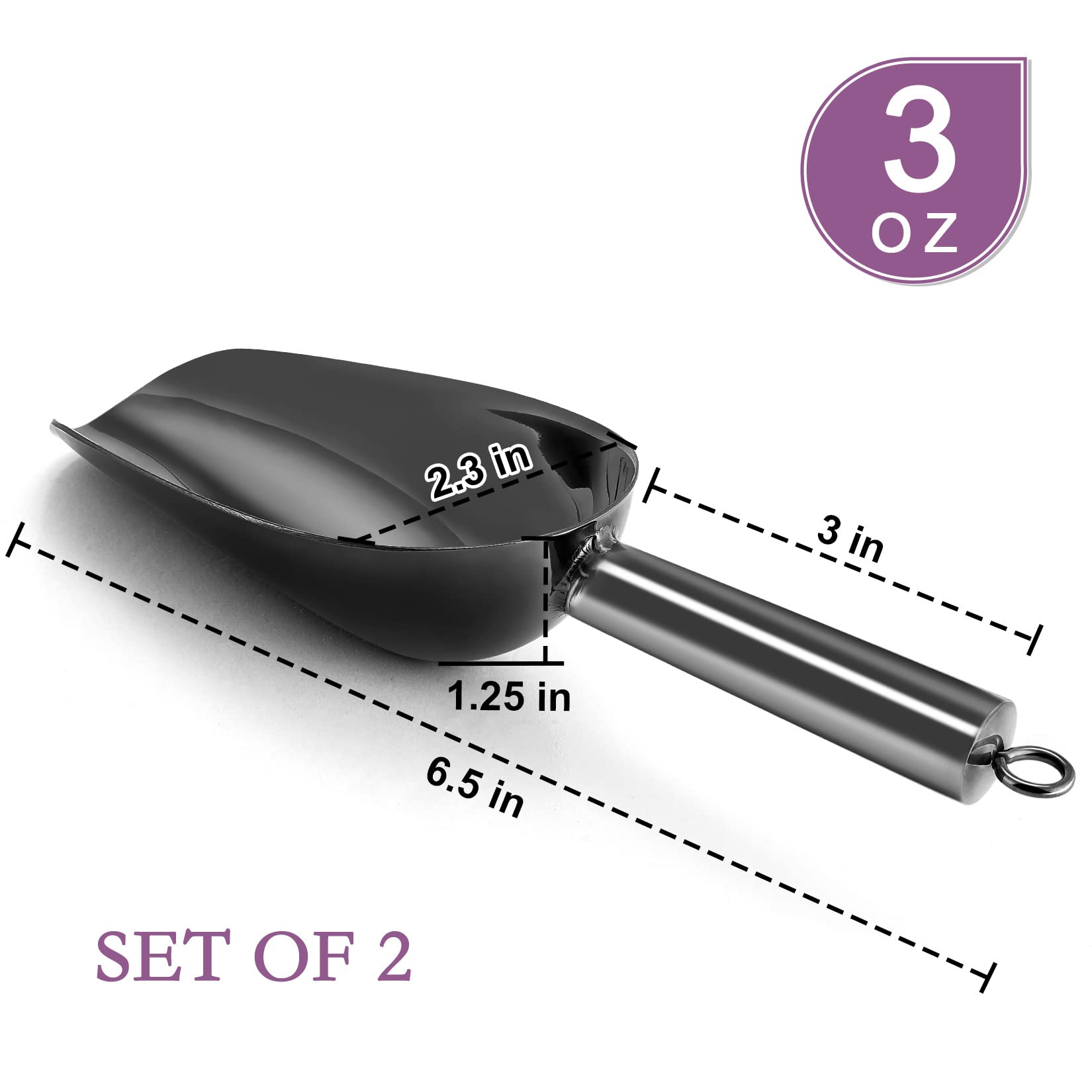 3Oz Mini Scoop Set Of 2, P&P Chef Stainless Steel Small Candy Sweet Ice Cube Scoop For Home Bar Buffet Wedding, Canisters Scoops