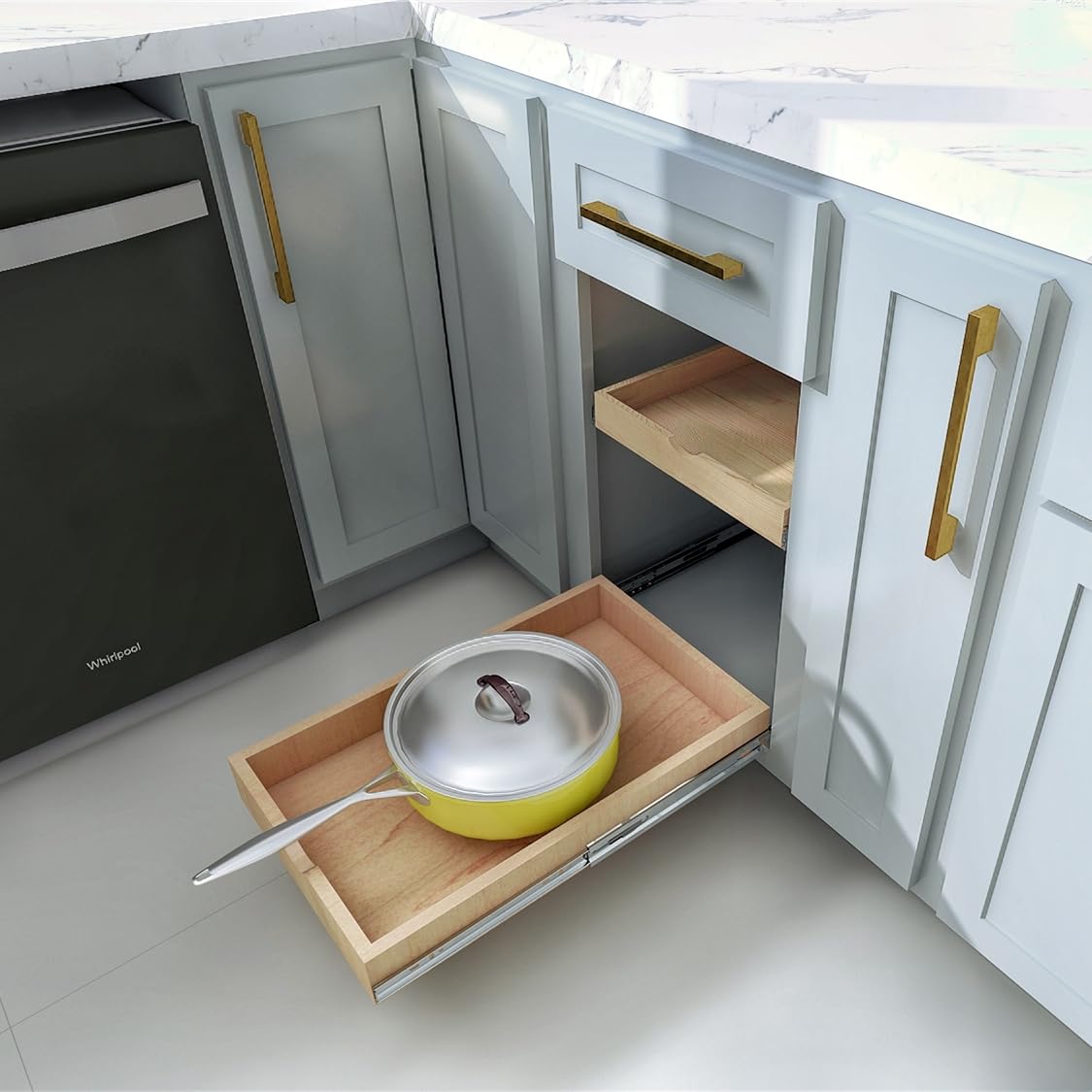 17'' Width Pull Out Drawer Garbage Drawer Roll Out Tray Wood Pull Out Drawer Box Kitchen Cabinet Organizer Cabinet Slide Out She