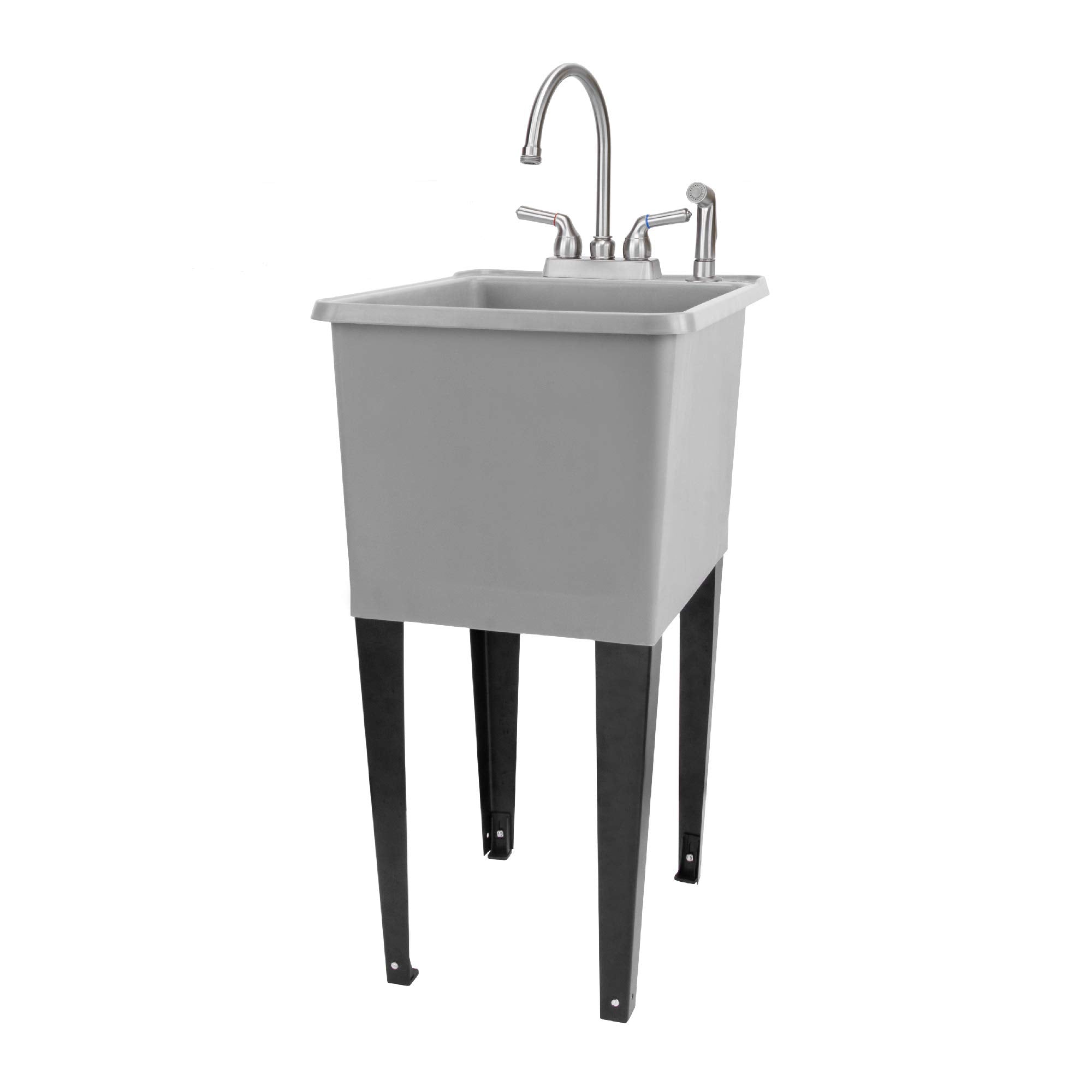 Grey Space Saver Utility Sink By Js Jackson Supplies, Freestanding Tehila Space Saving Laundry Tub, Stainless Steel Gooseneck Fa