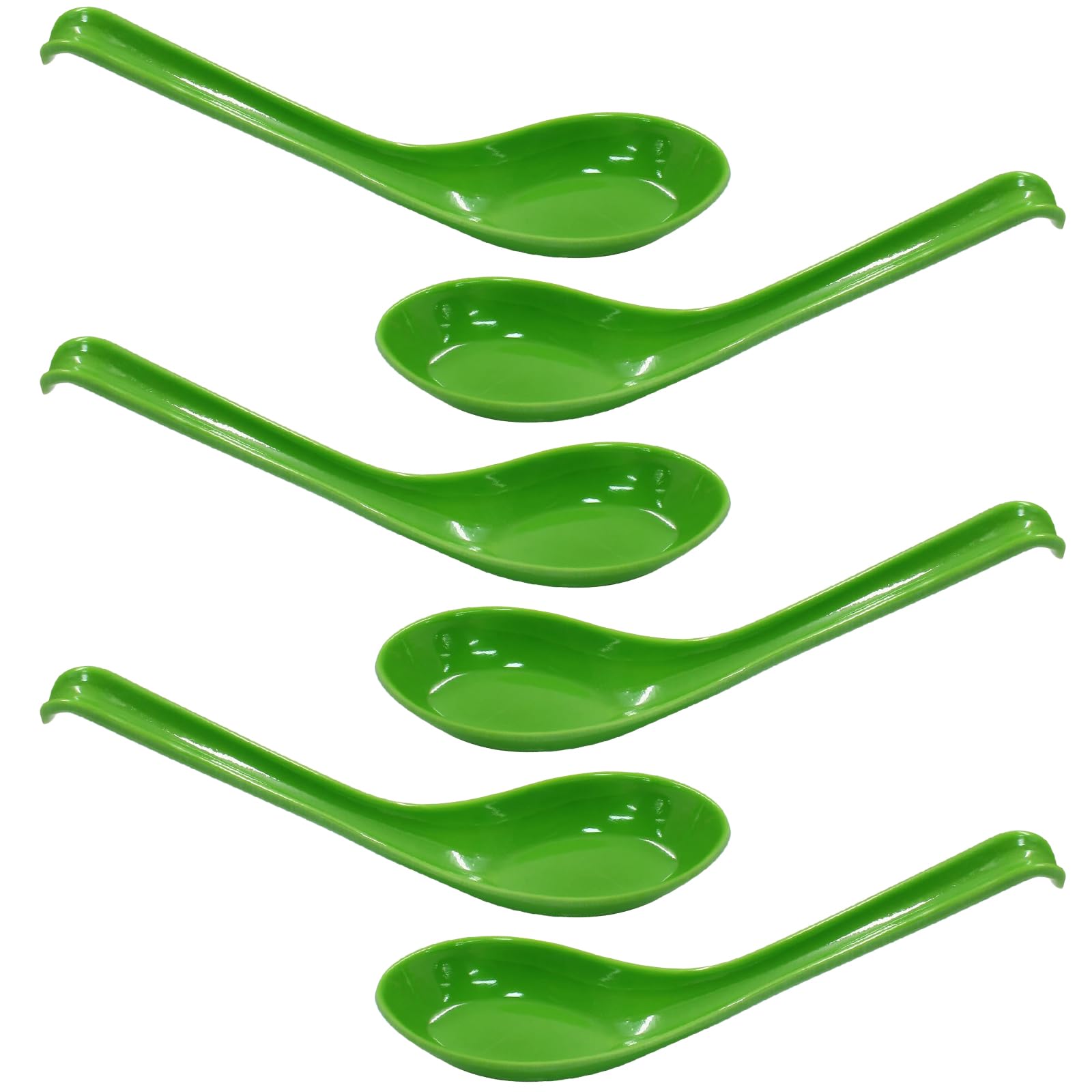 Cionyce 8PCS Asian Soup Spoons, Chinese Japanese Miso Ramen Wonton Dumpling Pho Rice Noodle Soba Soup Spoons, Green Melamine Spo
