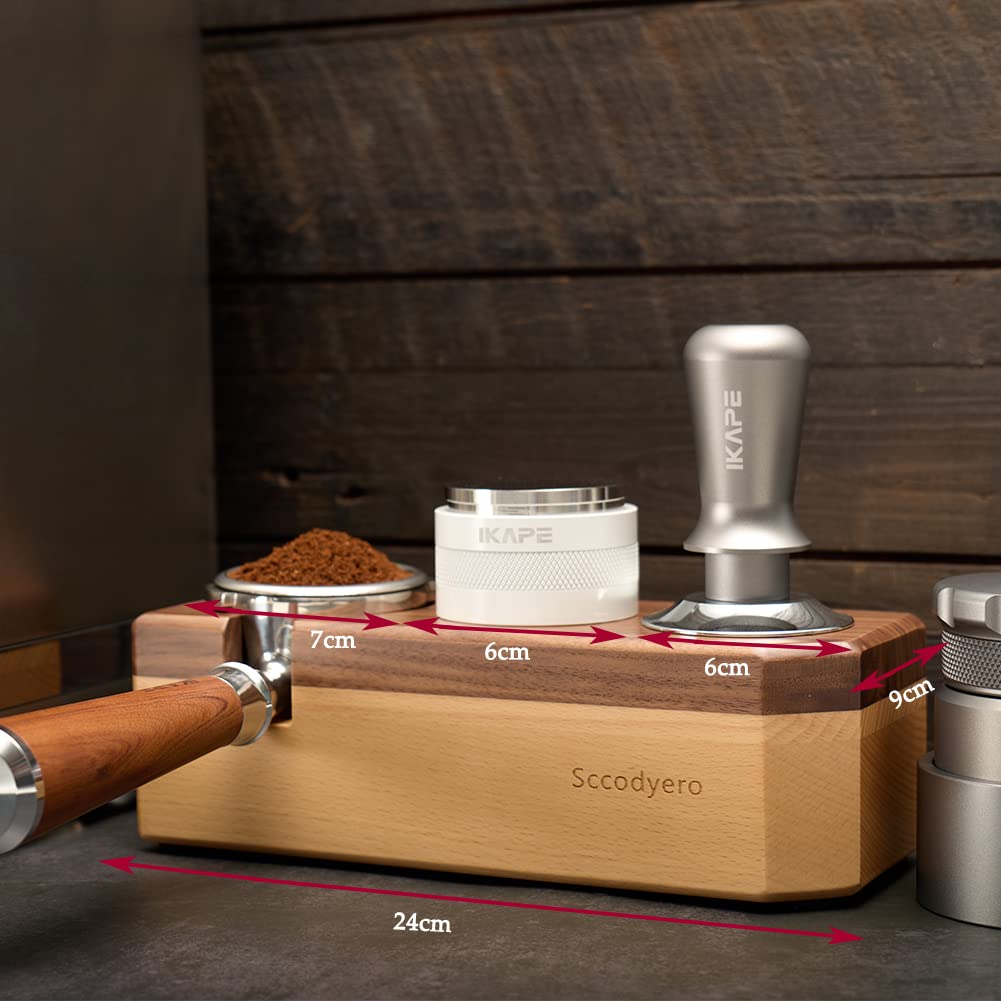 Tamping Station Wood Tamper Station Espresso Tamper Stand Anti-Slip Wooden Tamper Holder Station For 51/54/58Mm Portafilters, Ta