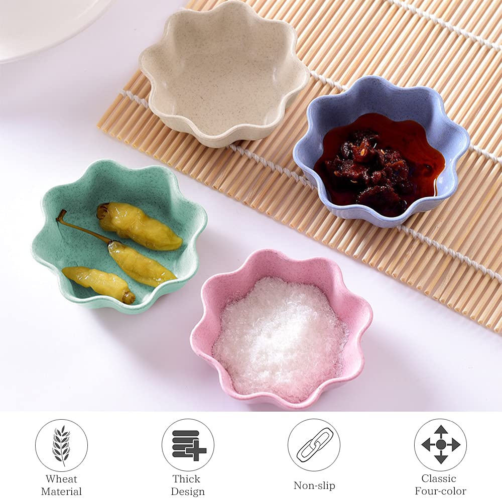 TIE-DailyNec 8 Pack Dipping Sauce Dish Seasoning Dish  Soy Sauce Dishes Plastic Dipping Bowls Multicolor Mini Appetizer Plates