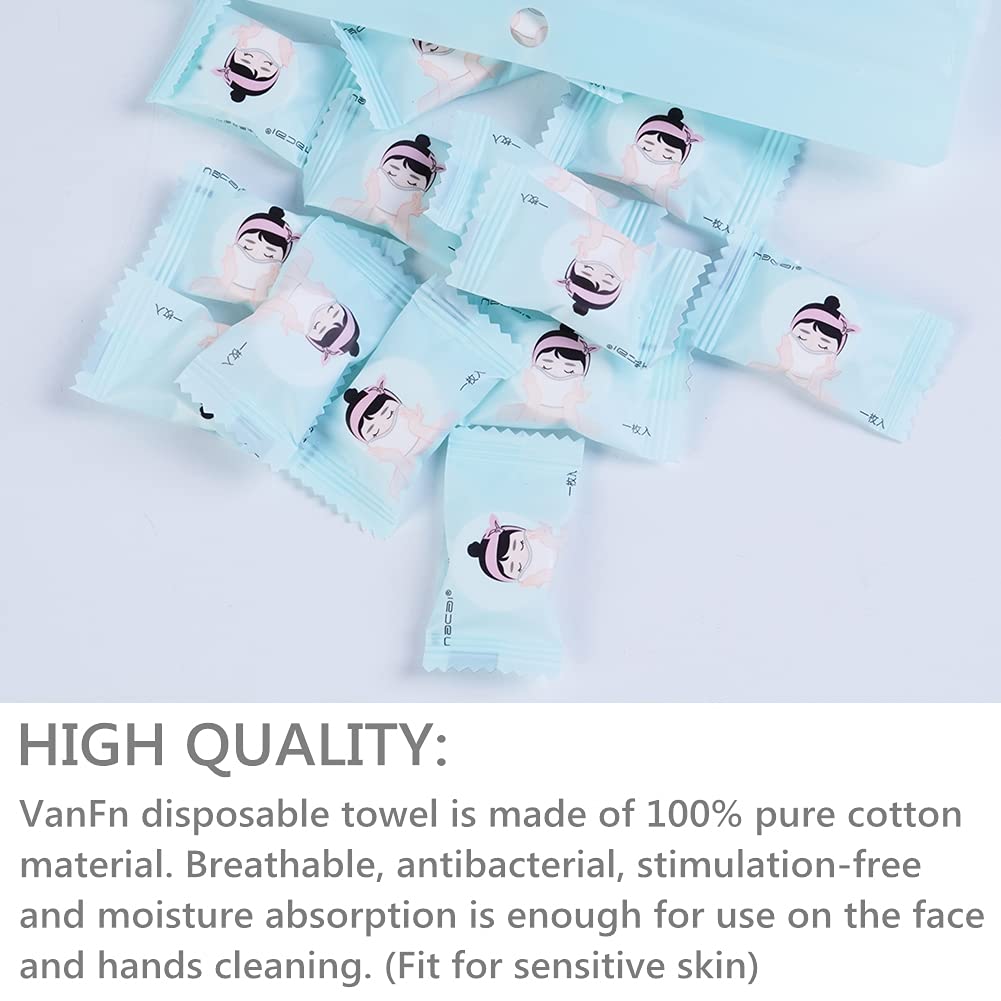 VanFn Disposable Towel  Compressed Towel  Mini Disposable Compressed Washcloth  Cotton Portable Disposable Compressed Towels Perfect For Travel  Home & Outdoor Activities  Nacai Series (100PCS)