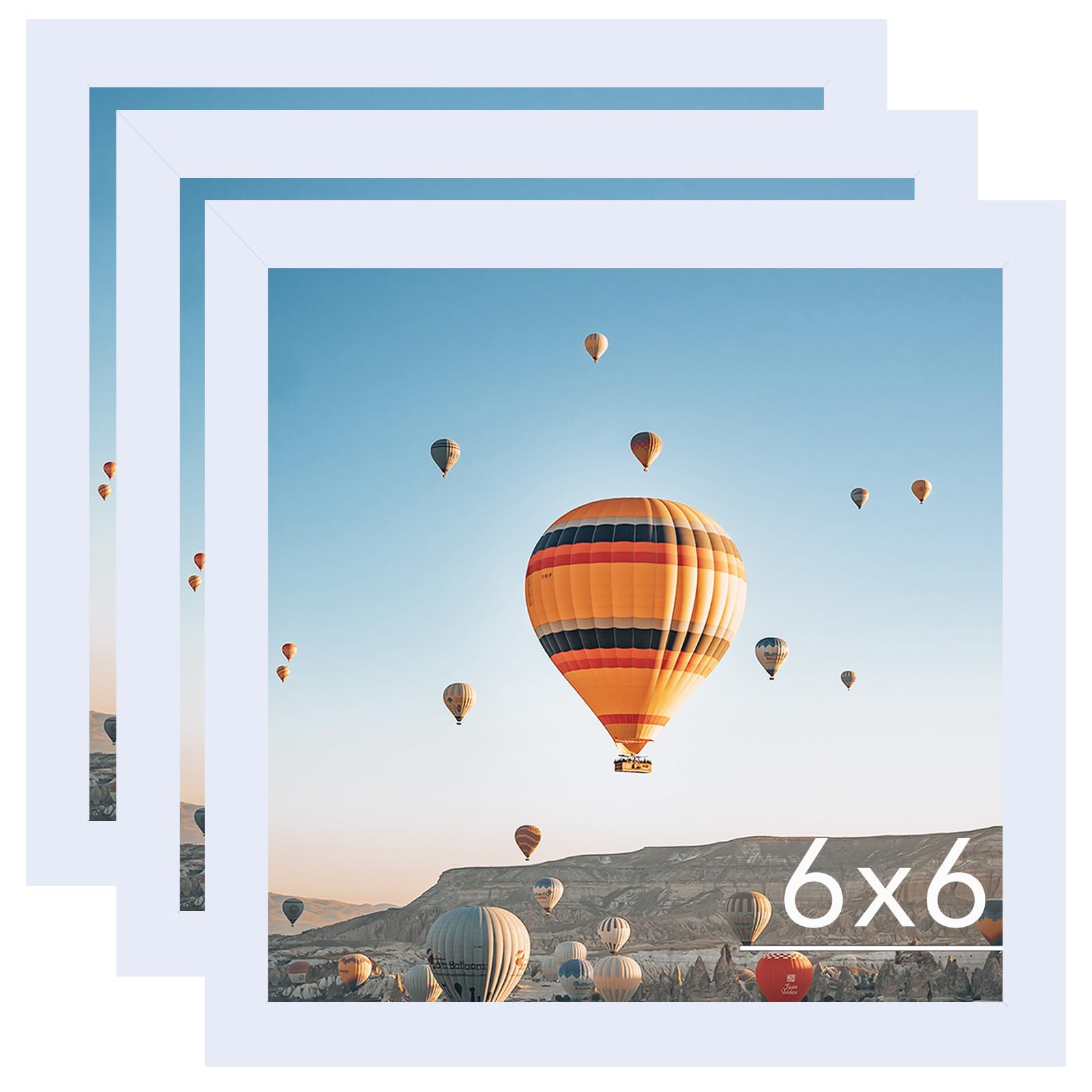 JCJMY 6x6 Picture Frame Set of 3 for Wall Hanging or Tabletop, 6 x 6 Square Wall Gallery Poster Photo Frame with Shatter Resista