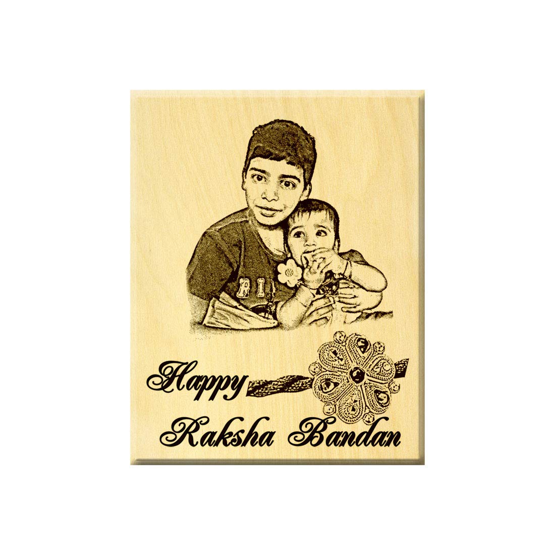 Incredible Gifts India Personalized Wooden Plaque for Rakhi Gift For Sister (5x4, Maple Wood, Beige)