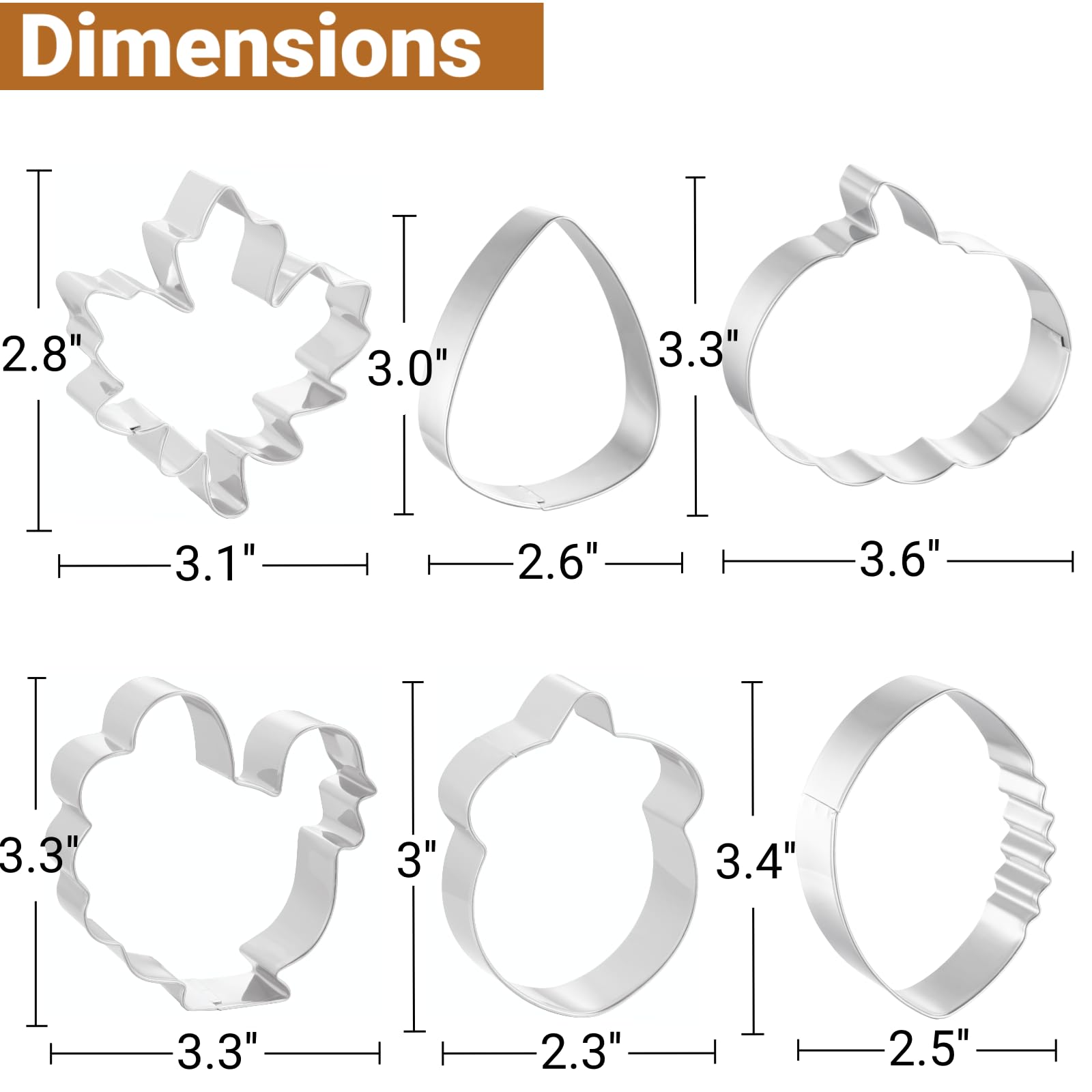 Job Jol Cookie Cutters 6 Pcs, Fall Cookie Cutters, 3'' To 3.6''