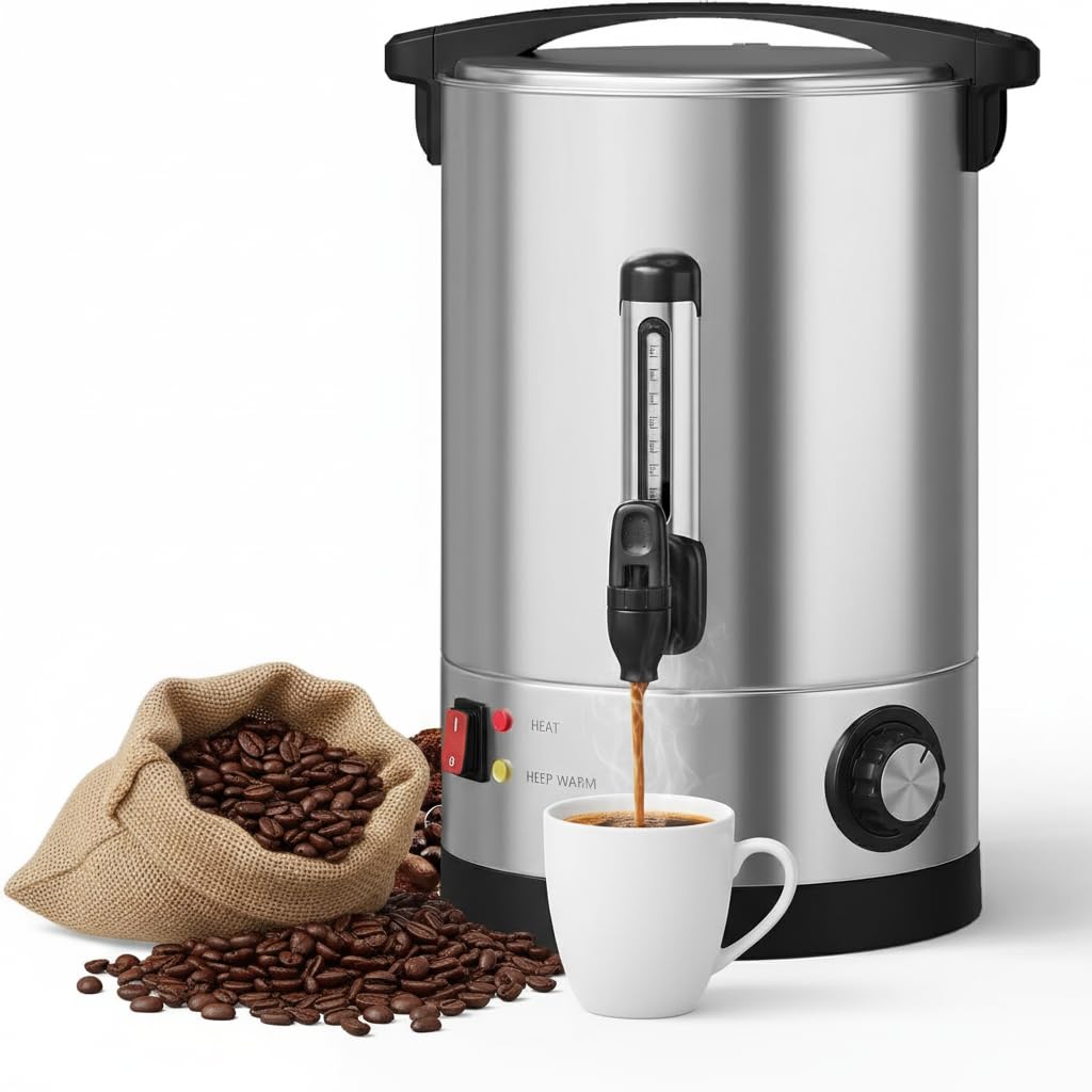 70 Cup Coffee Urn, 10L/2.6Gal Stainless Steel Hot Beverage Dispenser, Fast Brew Rapid Extraction, Auto Temperature Control Fauce