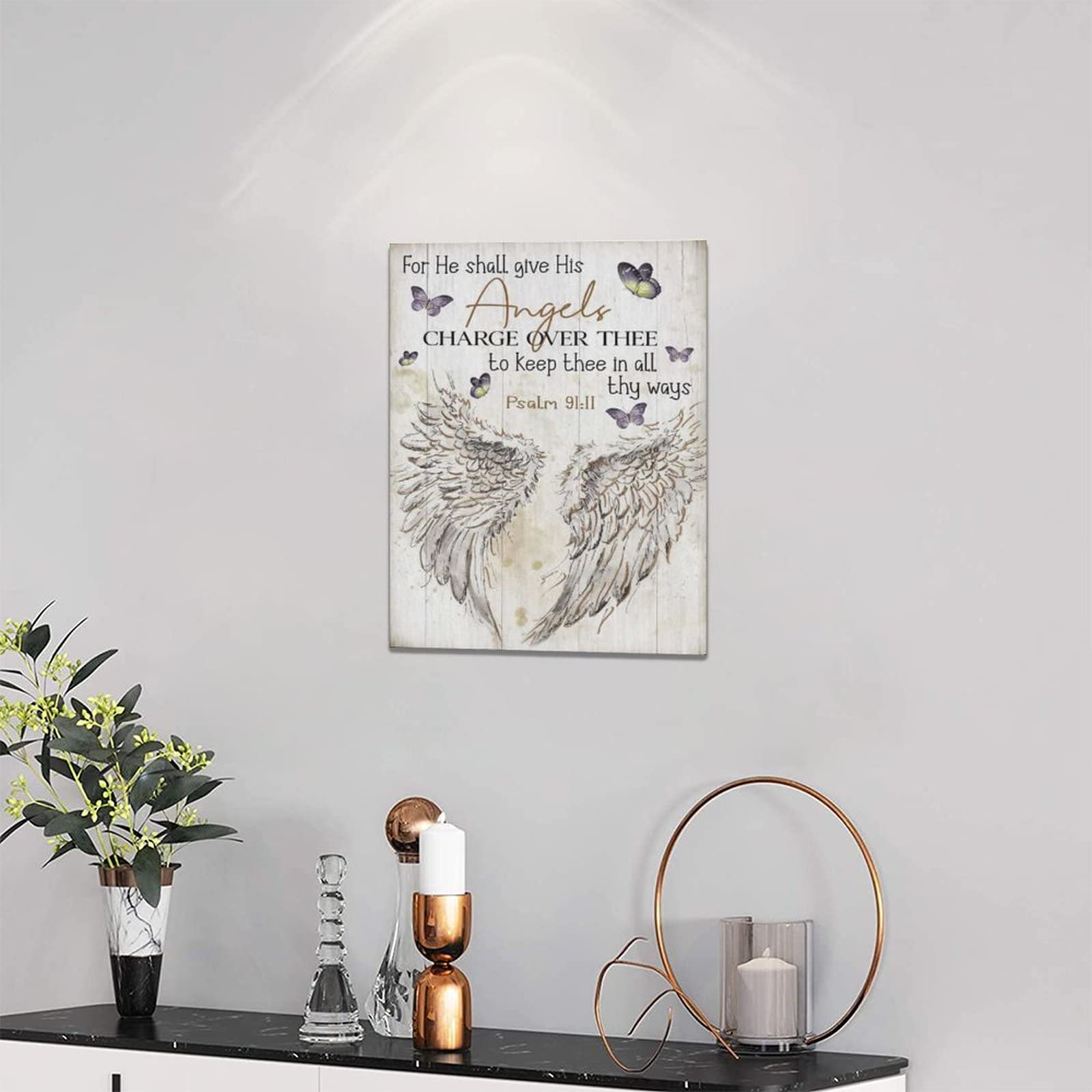 Scripture Psalm 91 Wall Art Christian Angel Wings Pictures Wall Decor Bible Verse Canvas Painting Print Artwork Abstract Modern