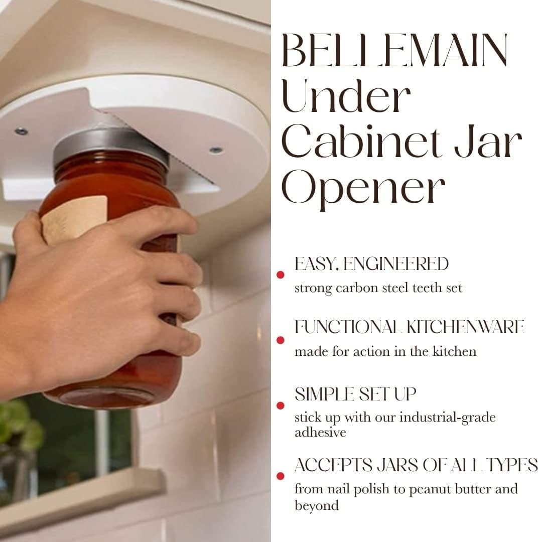 Bellemain Under Cabinet Jar Opener, 2-Pack, Premium Lid Gripper And Opener For Jars & Bottles, Ideal For Weak Grip & Seniors, Ez