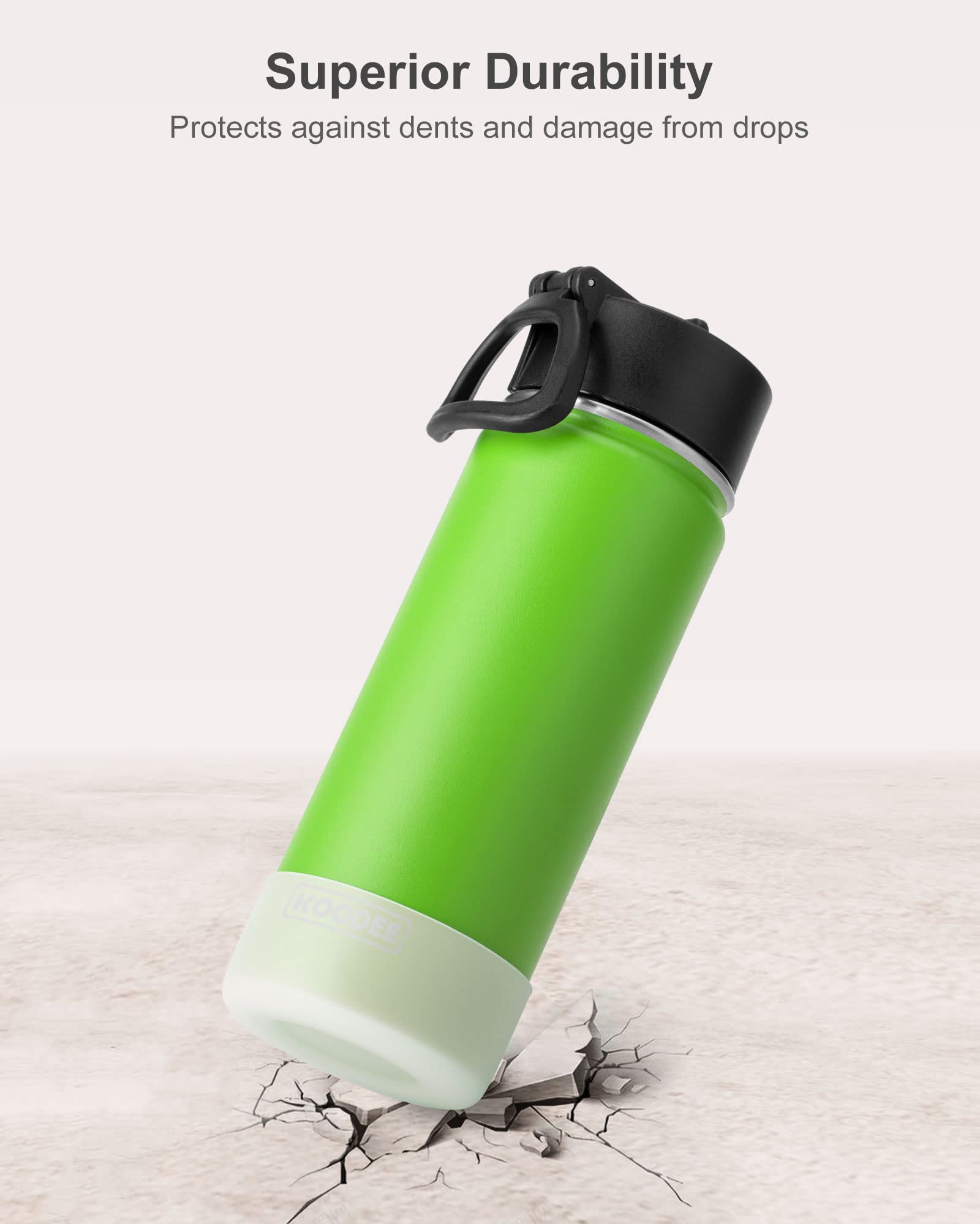 Koodee Water Bottle 16 Oz Stainless Steel Double Wall Vacuum Insulated Water Bottle For Kids School -Wide Mouth Sports Metal Wat