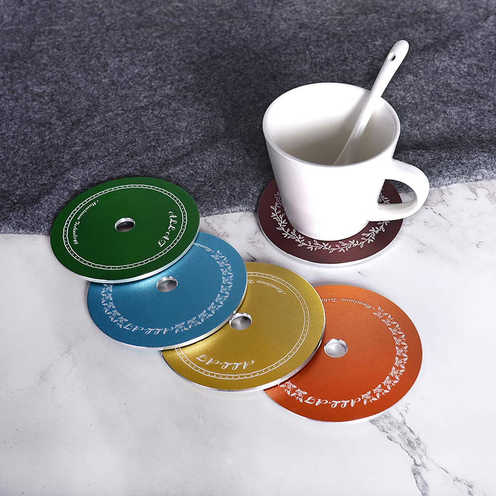 All-At Coasters For Drink With Holder Aluminum Set Of 6 For Home Counters, Kitchen, Dining, Living Room, Coffee Table