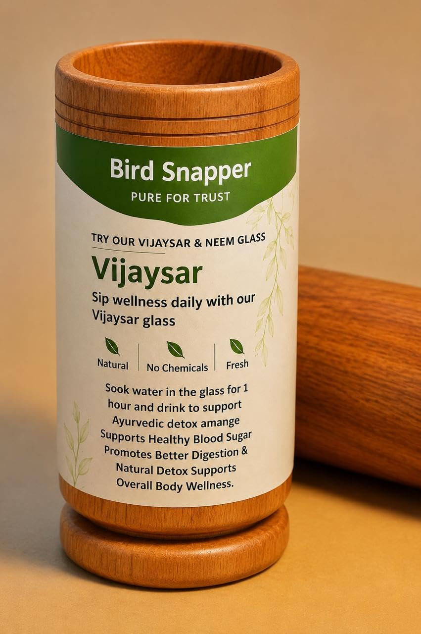 Vijaysar Wooden Glass for Diabetes & Blood Sugar | Lab Tested Heartwood Tumbler | Madhumeh Ayurvedic glass | Indian Kino Tree Pt