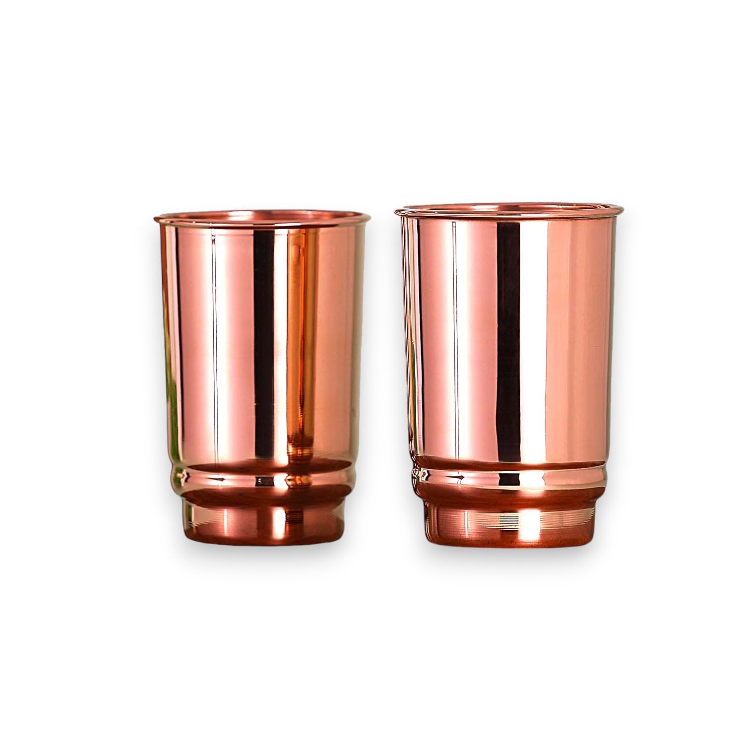 HEALTHANDWEALTH Pure Copper Drinking Cups - Ayurvedic Health Tumblers - 2 pcs. set -LACQUER Free | 350 Ml. (11.8 US Fl Oz) Trave