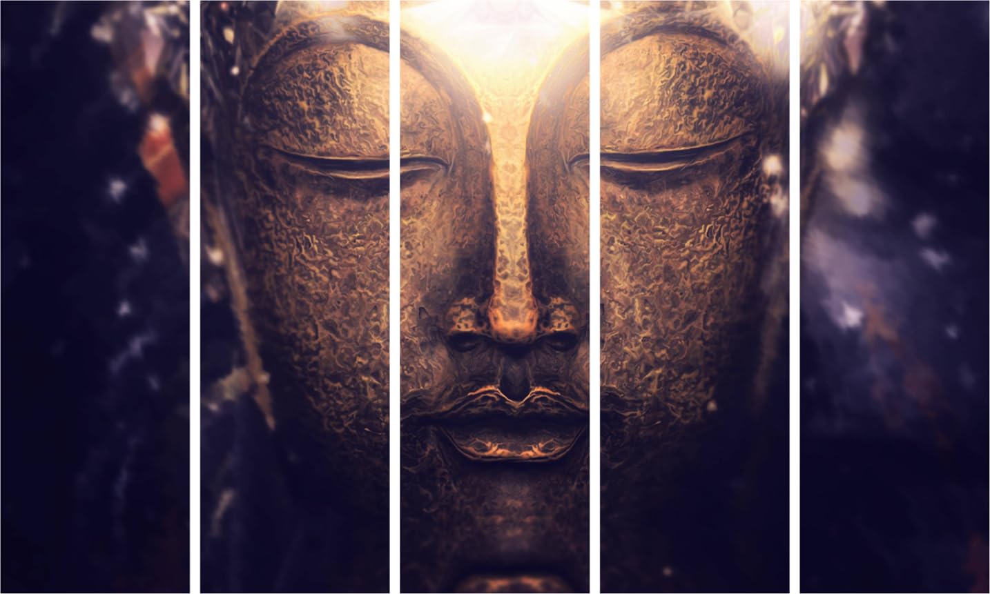 Inephos Vinyl And Sunboard Buddha Wall Painting, Black, Religious, 150 X 76 Cm, Set Of 5