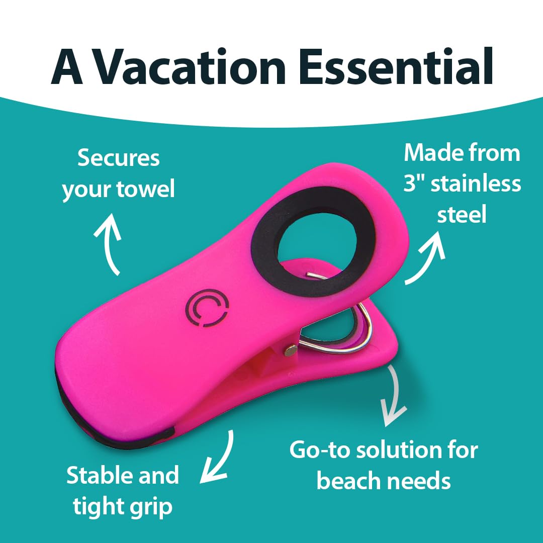 Core Clips - Beach Towel Clips, 3    Stainless Steel Beach Towel Clips With 2.5    Opening, Beach Towel Clips For Pool Chairs An