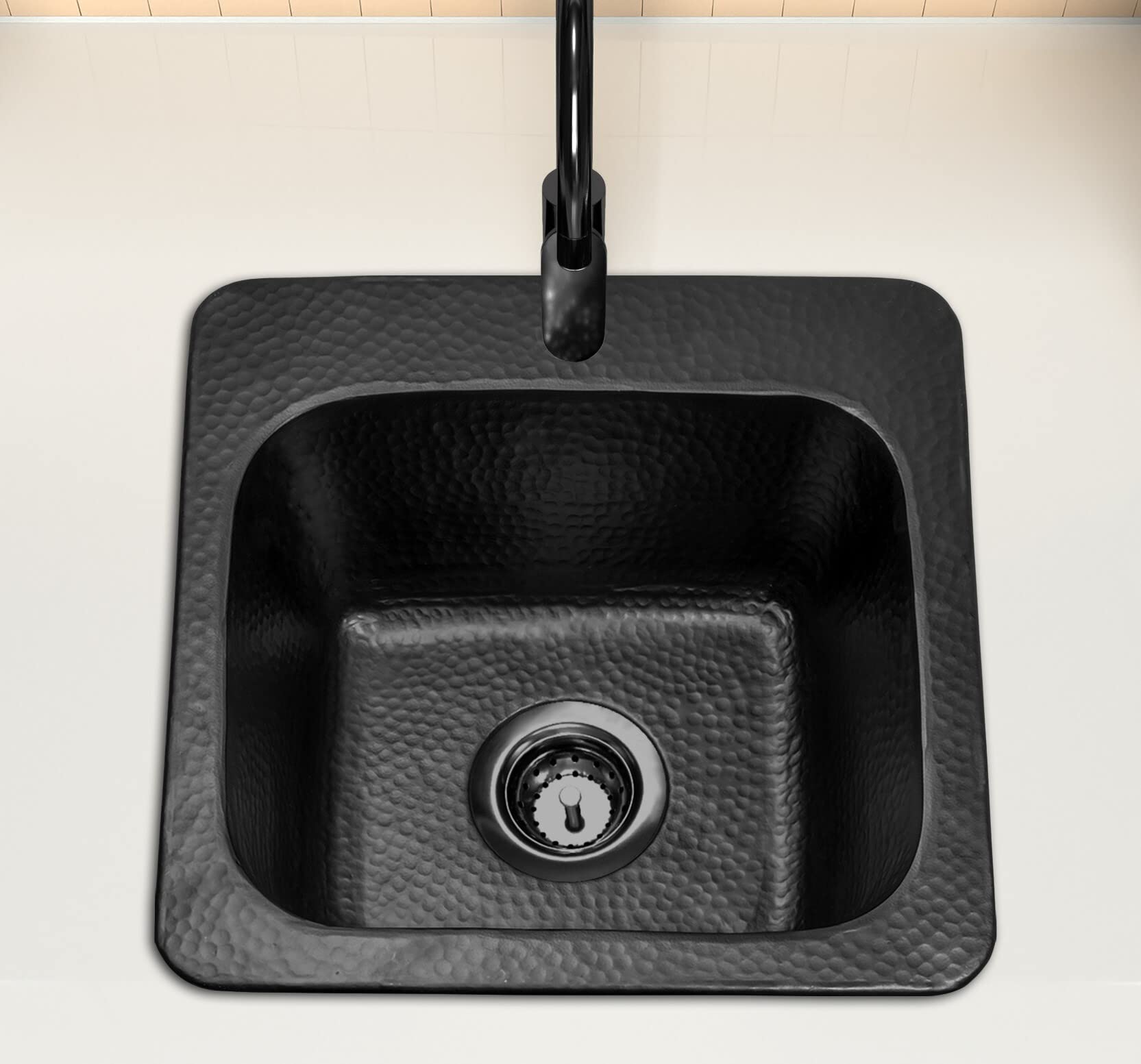 Monarch Abode 19192 Matte Black Hand Hammered Baxter Bar Prep Sink (15 inches)