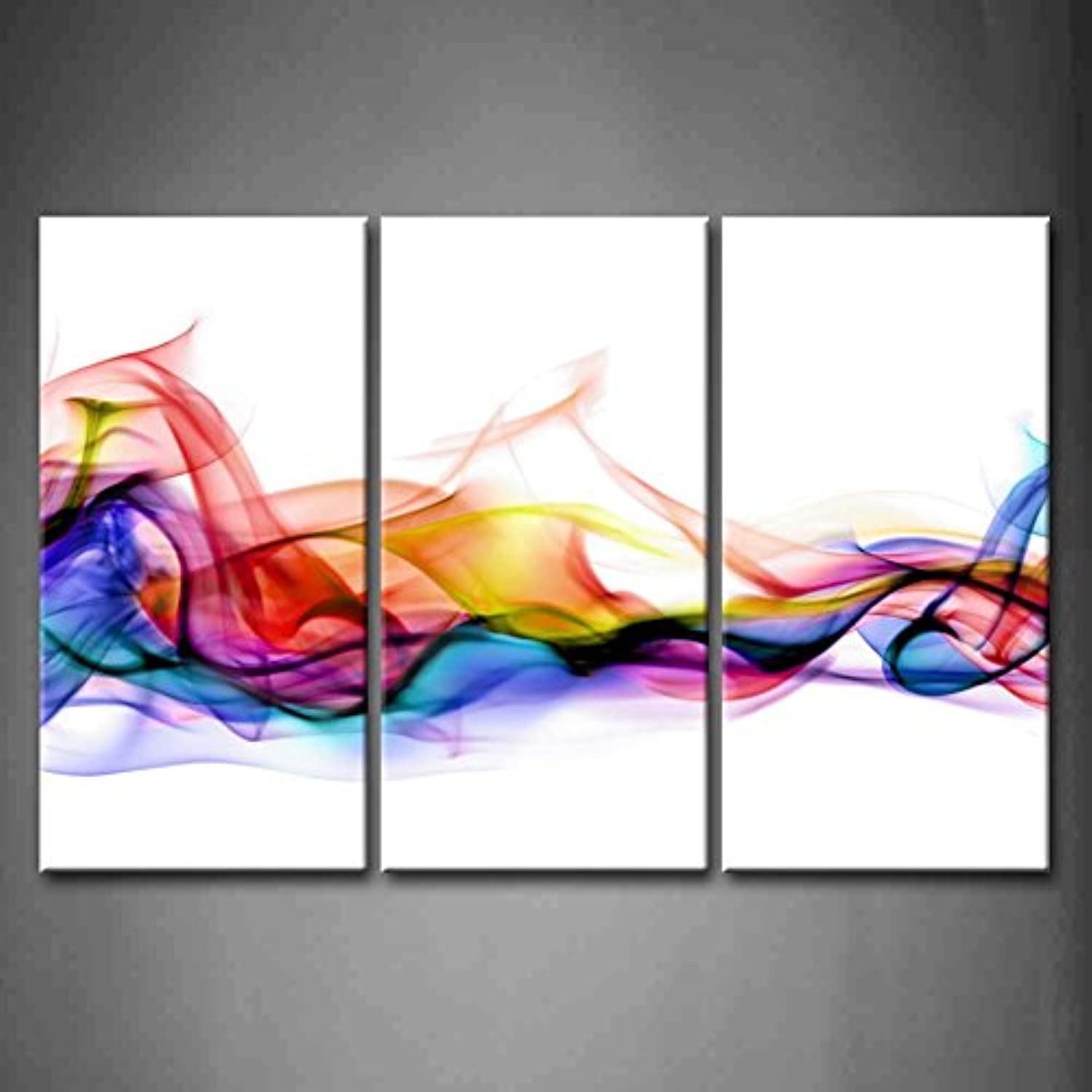3 Panel Wall Art Fresh Look Color Abstract Smoke Colorful White Background Painting Pictures Print On Canvas Abstract The Pictur