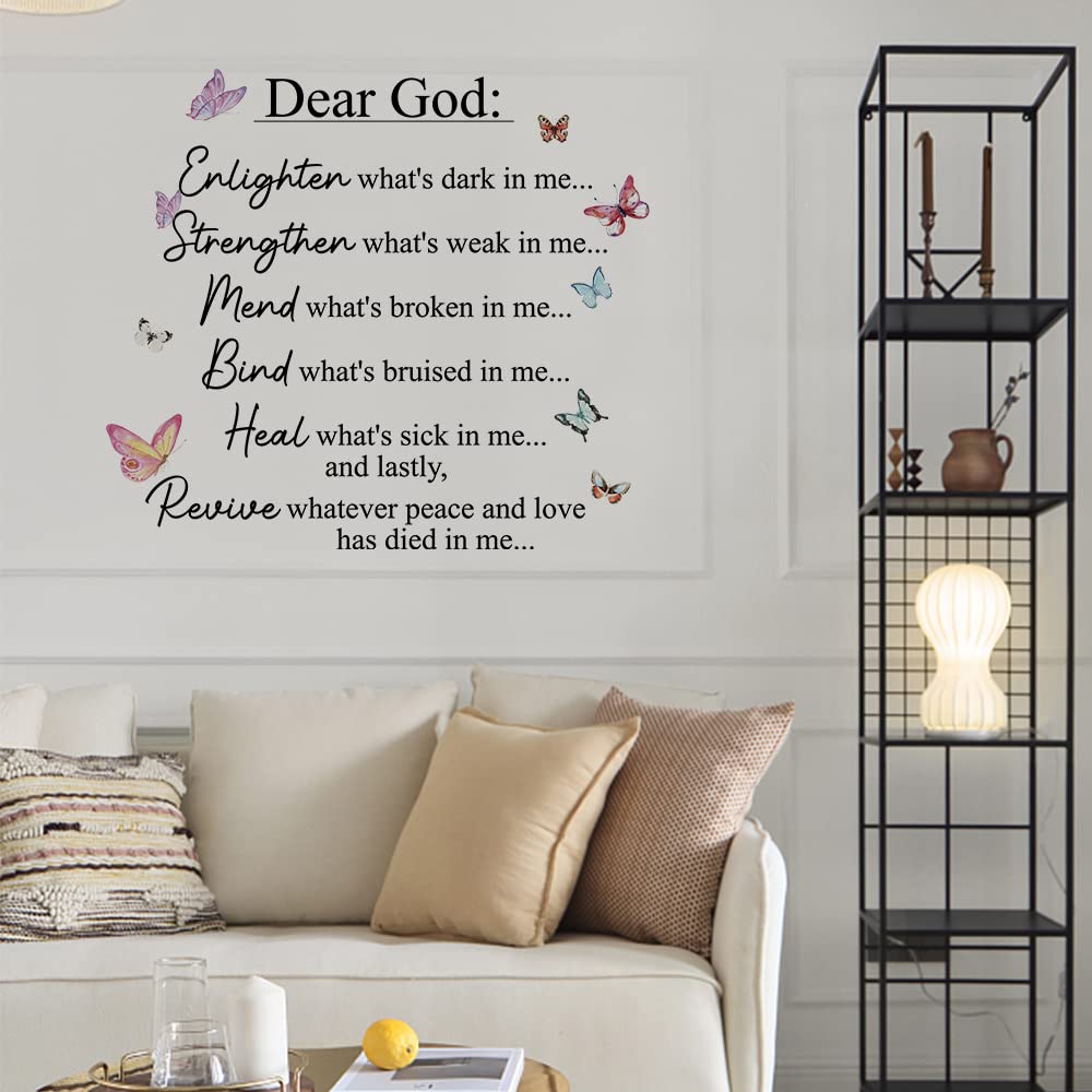 Inspirational Quotes Vinyl Wall Decal Stickers Dear God Enlighten What'S Dark In Me, For Bedroom, Living Room, Motivational Upli