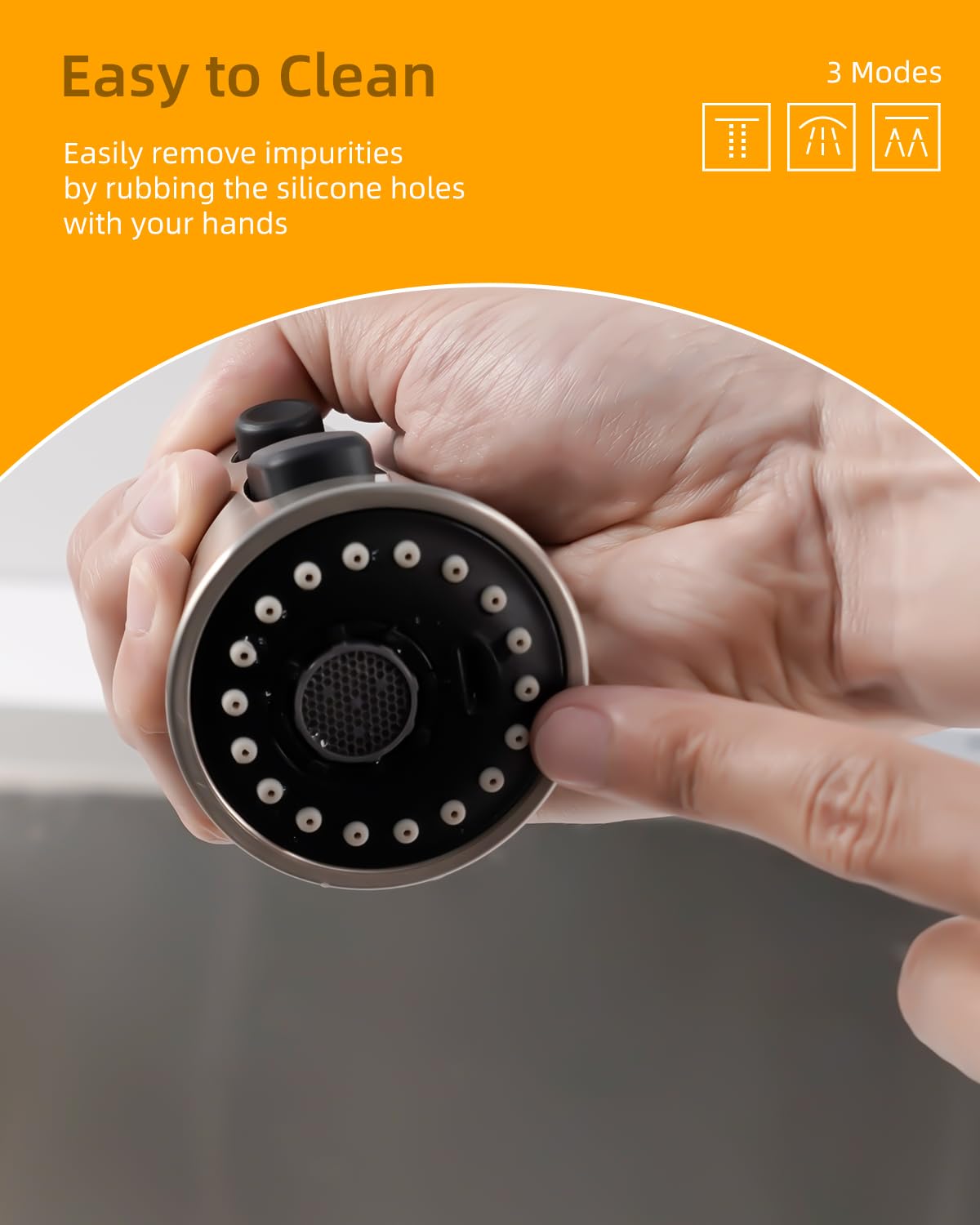 Kitchen Faucet Head Replacement  3-Function Kitchen Sink Faucet Parts with 12 Adapters  Pull Down Faucet Sprayer Nozzle Compatible with Delta  Kohler  American Standard  Moen faucets  Brushed Nickel