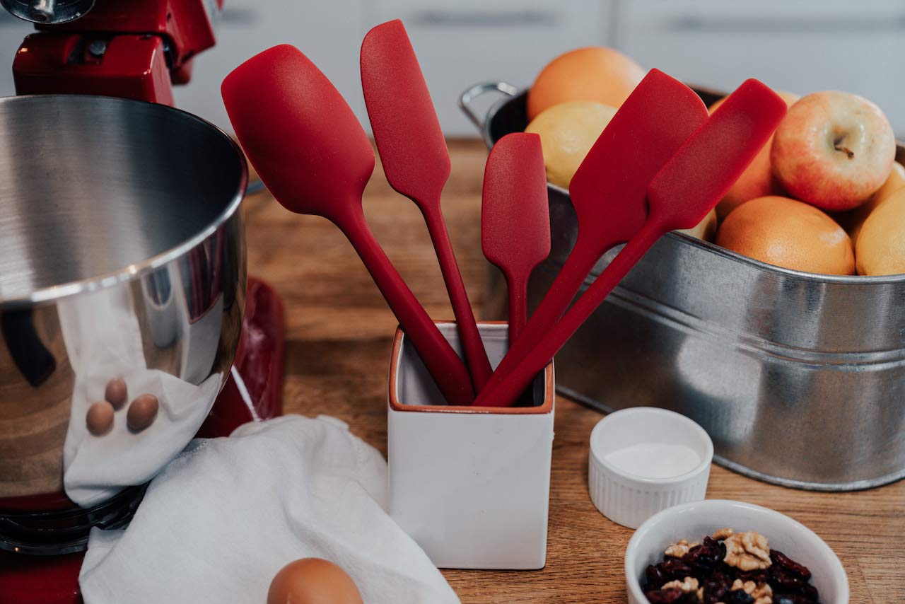 Kitchenlove Premium 600F Heat Resistant 5 Piece Silicone Spatula Set For Baking, Cooking, Mixing - Non-Stick With High Grade S-I