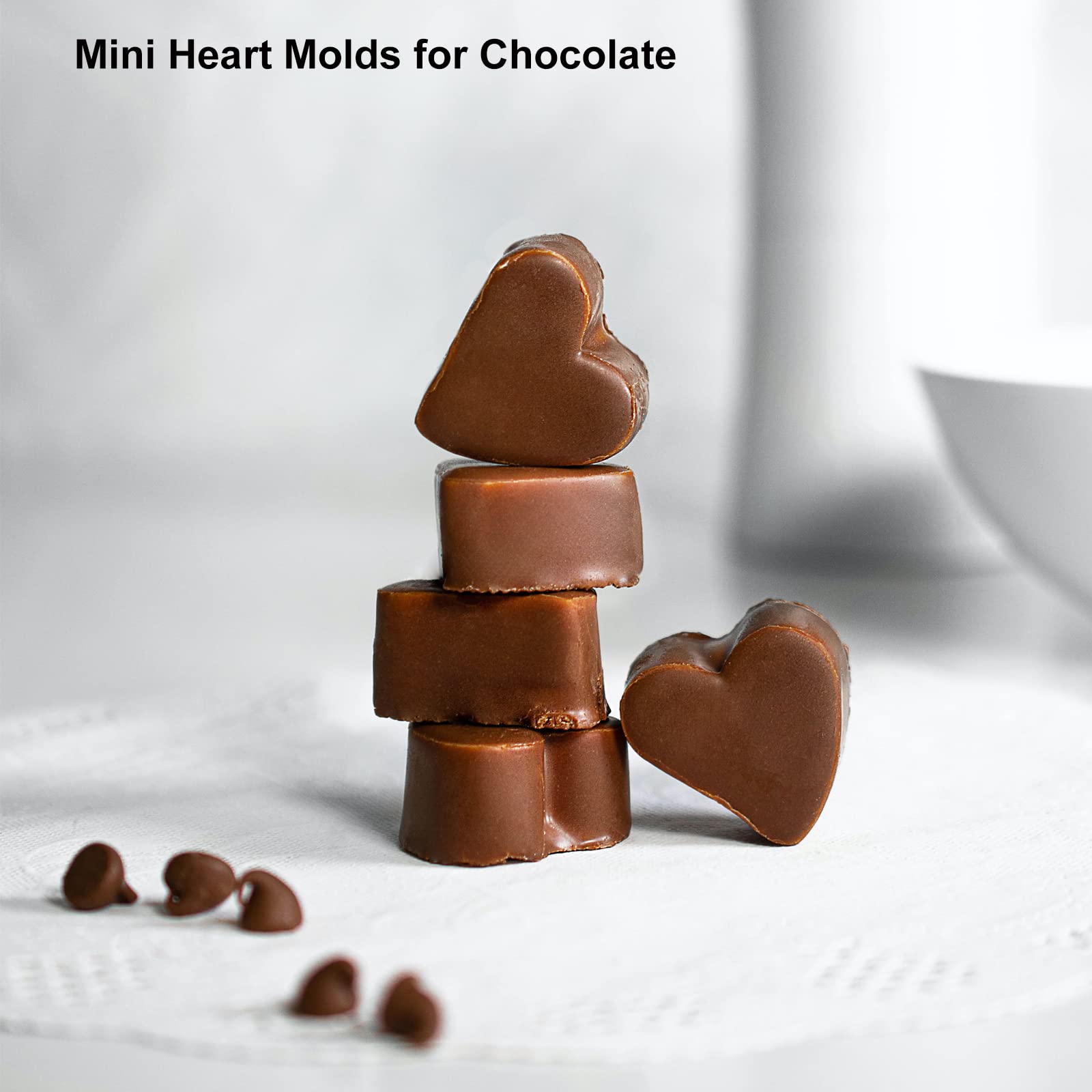Amyandone Mini Heart Silicone Mold, 150 Cavities Heart Shape Chocolate Molds For Homemade Candy/Fondant/Gummy/Jelly, Food Grade