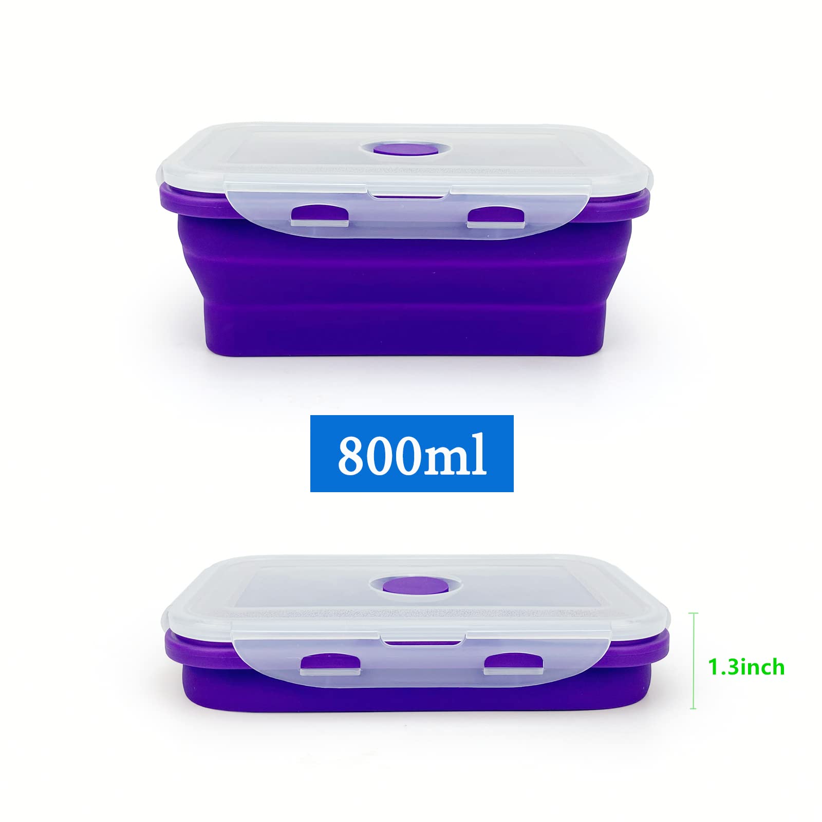 Lunbengo Camping Travel Collapsible Food Storage Container With Lids, Stackable Silicone Storage Containers Meal Prep Containers