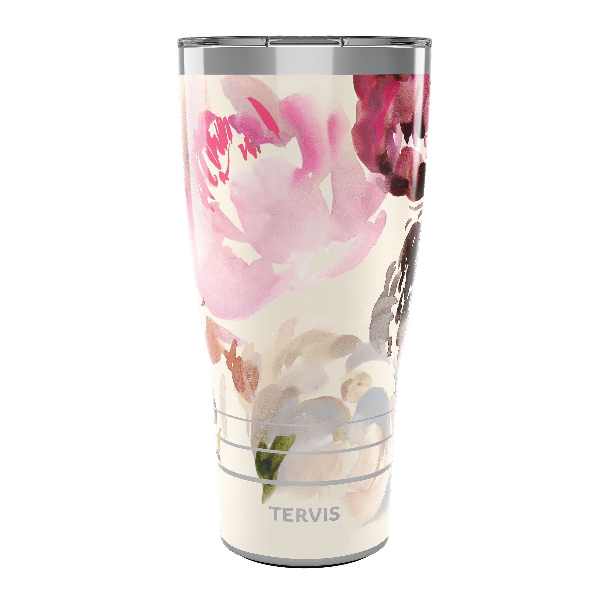 Tervis Traveler Kelly Ventura Floral Collection Triple Walled Insulated Tumbler Travel Cup Keeps Drinks Cold & Hot, 30oz, Posy