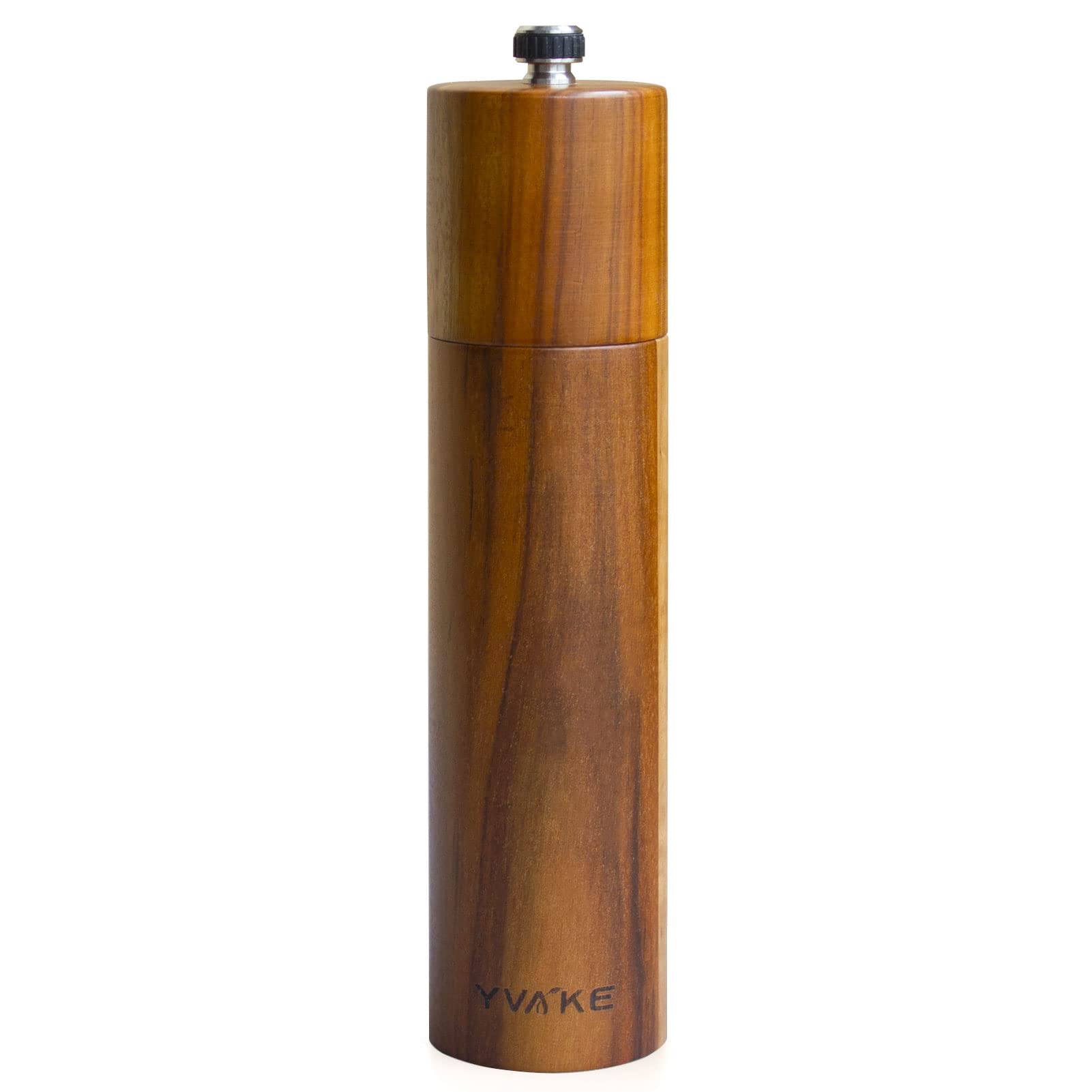 Yvake Wooden Salt And Pepper Grinder,8 Inch Manual Salt And Pepper Mill, Adjustable Coarseness And Refillable,Acacia Wood Pepper