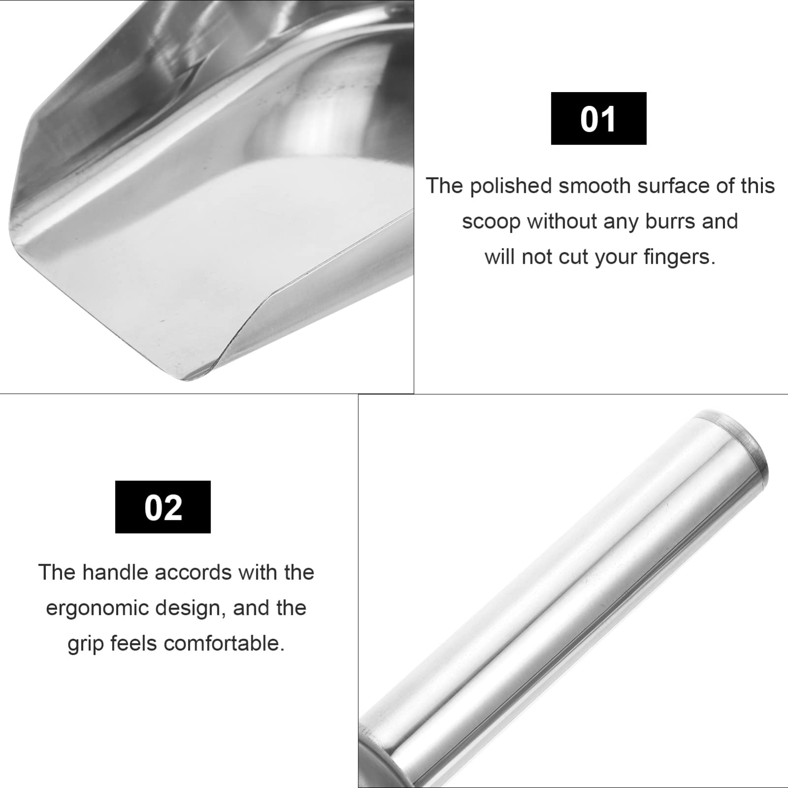 Yardwe Stainless Steel Ice Scooper Small Metal Food Candy Scoop Cast Aluminum Utility Scoop For Kitchen Bar Wedding Party ( Flat