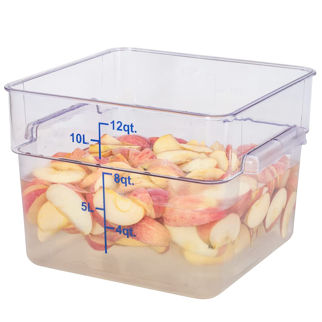 Restaurantware Met Lux 12 Quart Brine Bucket, 1 Square Marinating Container - With Volume Markers, Built-In Handles, Clear & Blu