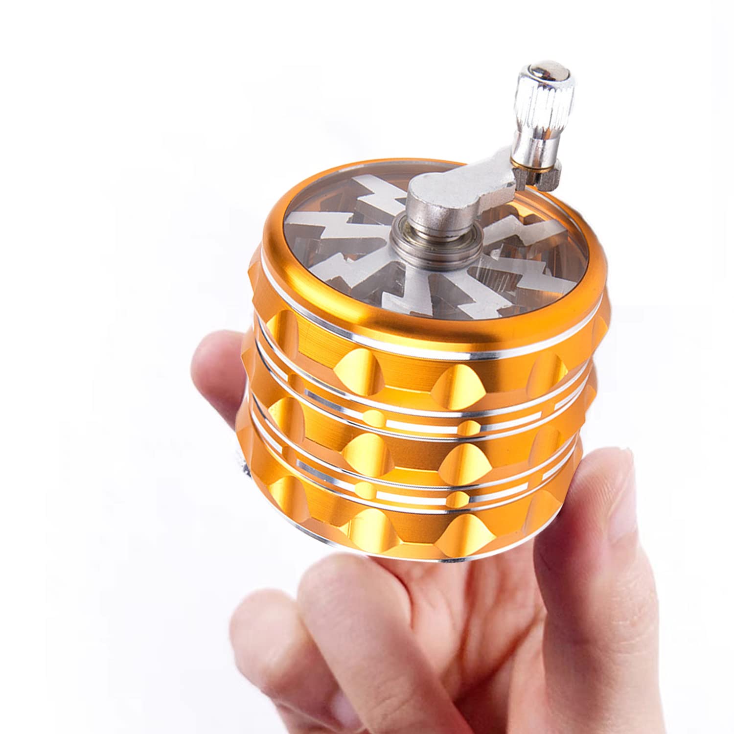 2.5 Inch Hand Crank Grinder, Potable Large Grinder With Clear Top Cover, Best Gift(yellow)