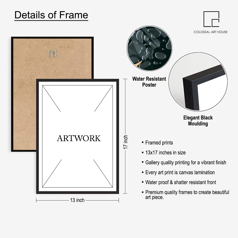 COLOSSAL ART HOUSE Be Kind Black & White Motivational Quote Frames Framed Poster for Home and Office Wall Dcor (Large, 13x17 Inc