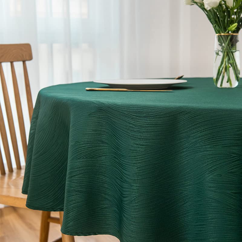Maxmill Christmas Hunter Green Tablecloth, Spill-Proof And Water Resistance Heavy Weight Soft Circular Table Cloth For Christmas
