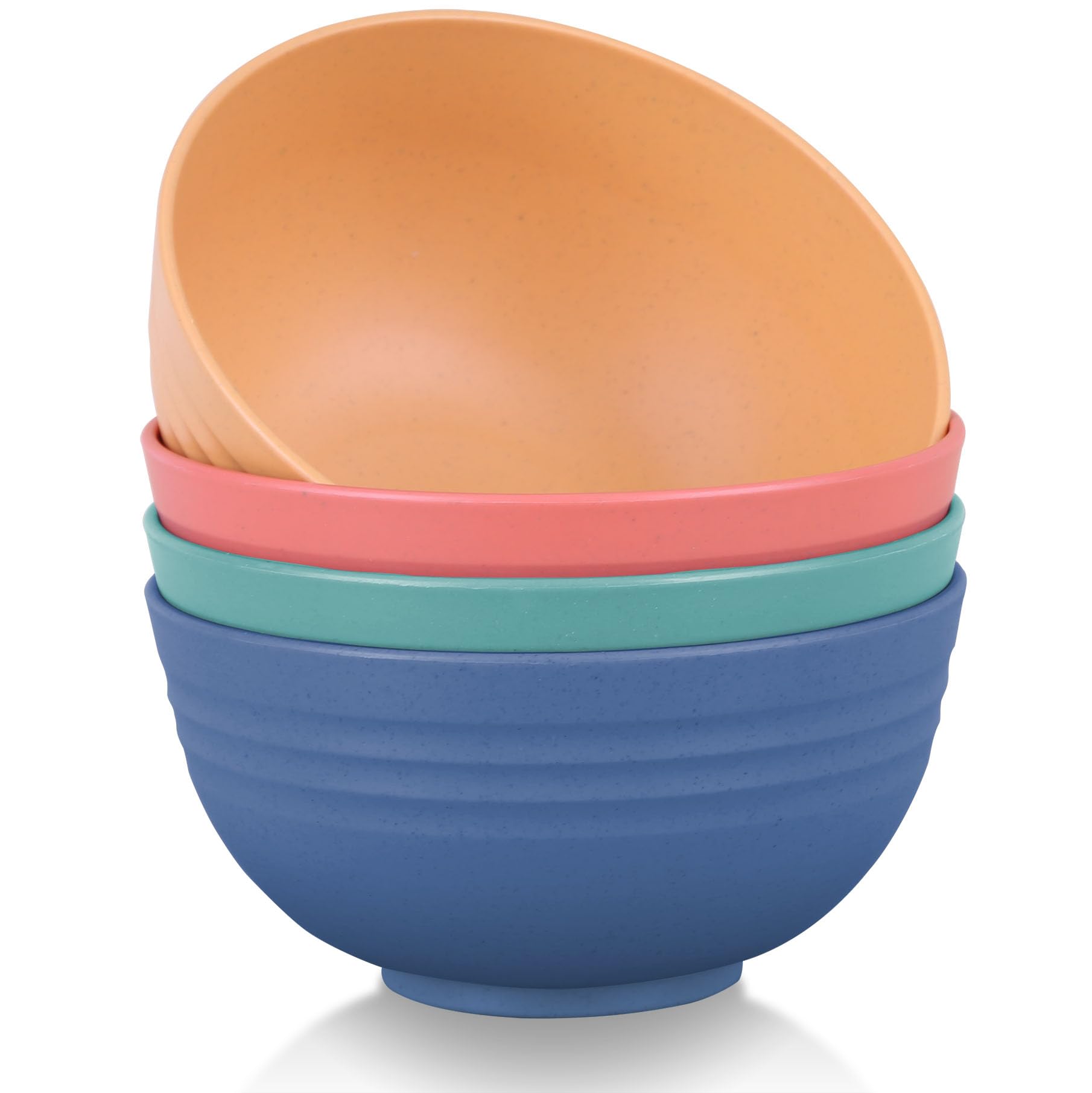 Luckyzone Unbreakable Cereal Bowls - 24 Oz Reusable Wheat Straw Bowl Set Of 4 - Dishwasher & Microwave Safe - Perfect For Cereal