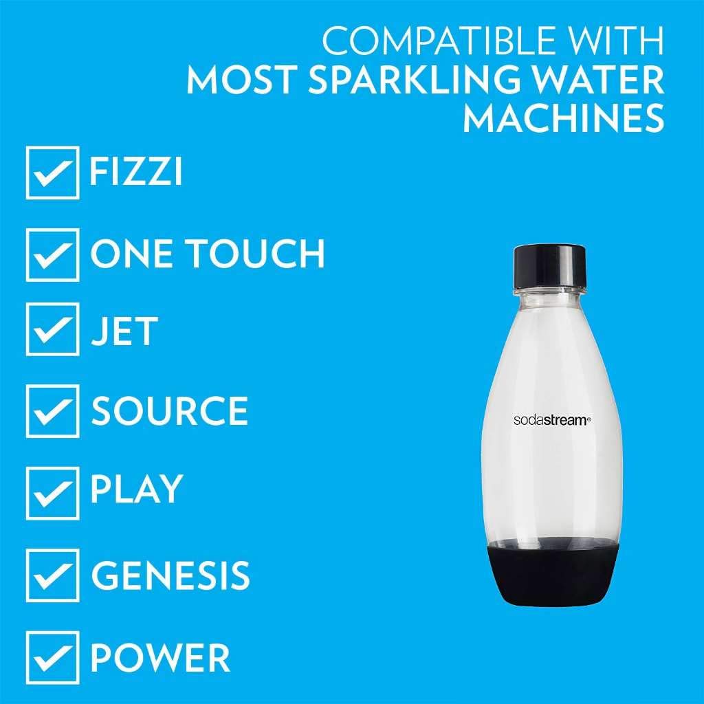 Sodastream 0.5L Slim Black Carbonating Bottles (Pack Of 2)