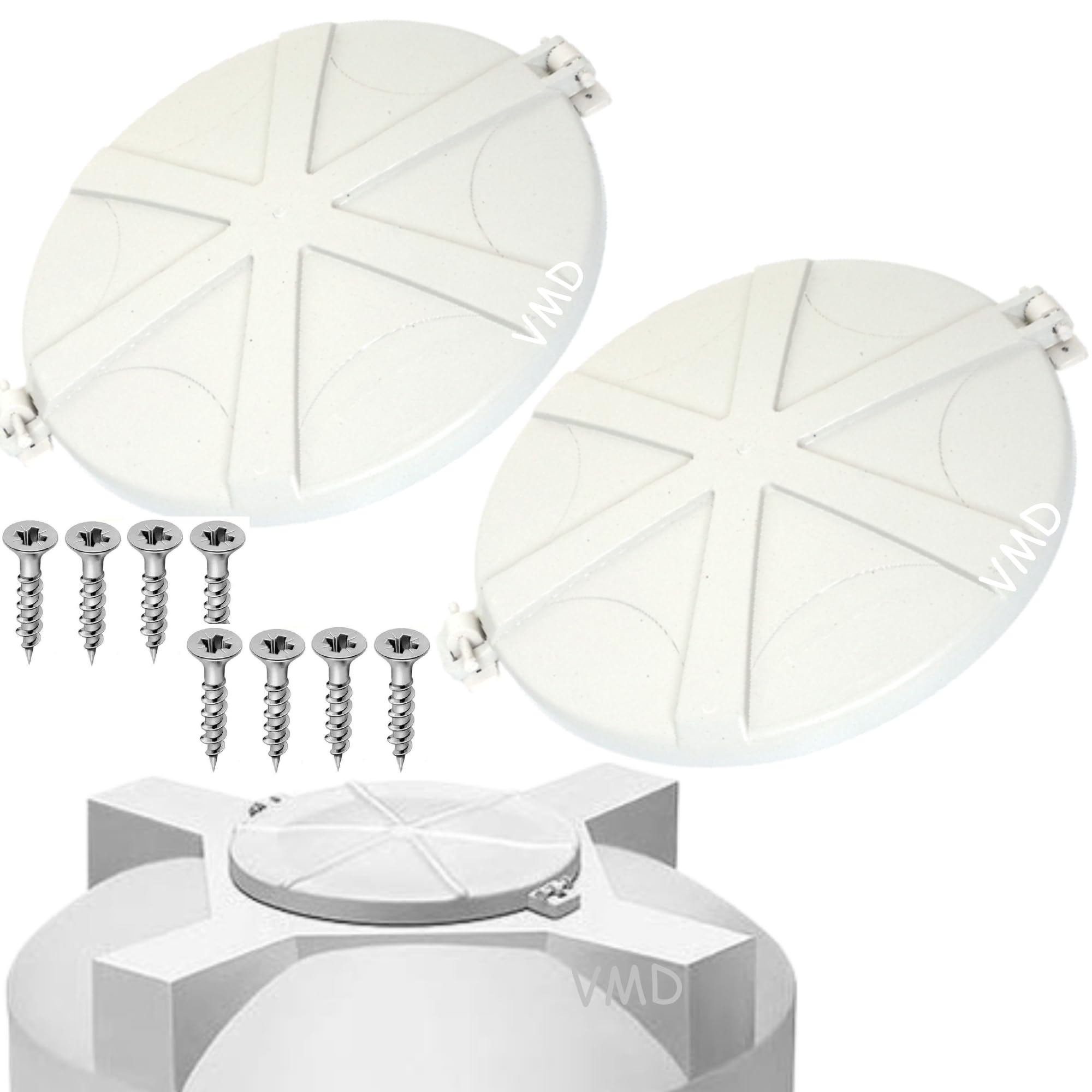 Vmd, All In One White Water Tank Lid (19.5) Hinge Type, Virgine, Pure Unbreakable, Durable, For 500/750/1000/1500/2000 Ltr. Tan
