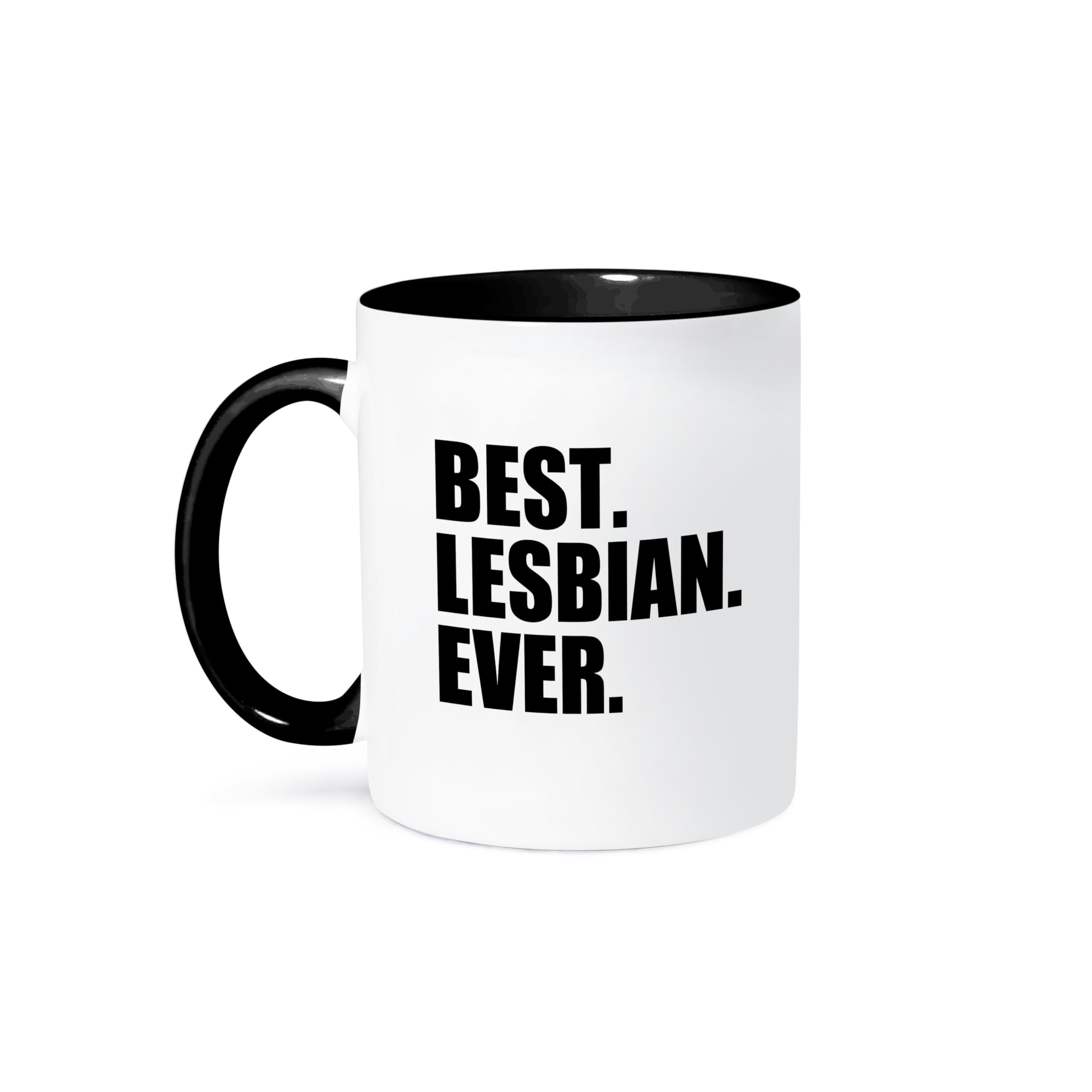 3dRose (mug_151522_4) Best Lesbian Ever - Fun humorous gay pride gifts for her - funny - humor - black text - Two Tone Black Mug