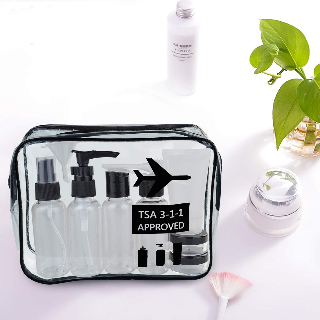 Wobe Travel Bottles And Tsa Approved Toiletry Bag, Clear Quart Size With Leak-Proof Travel Containers Set Makeup Bag Accessories