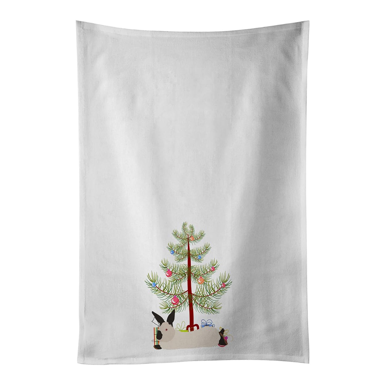 California White Rabbit Christmas White Kitchen Towel Set of 2