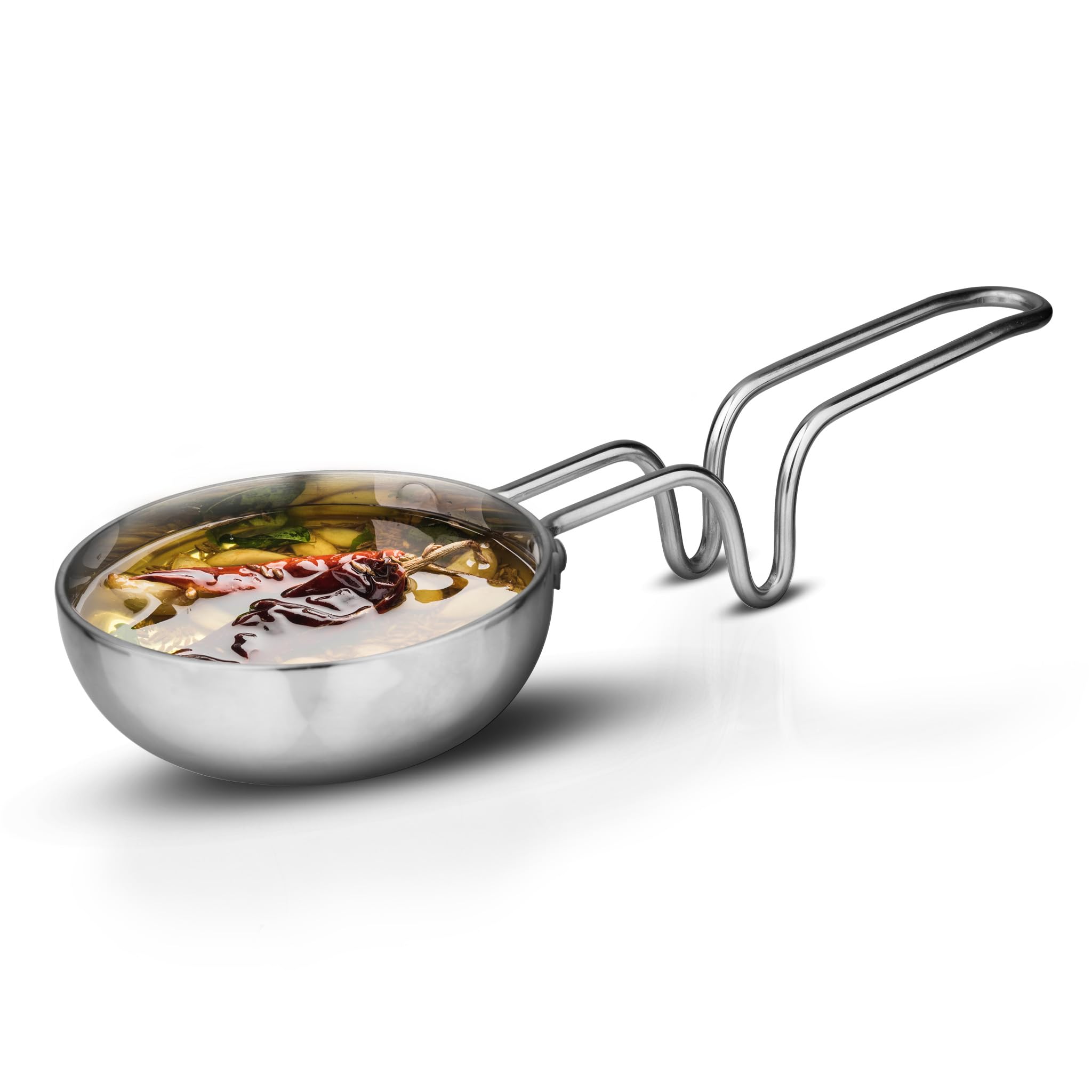 Agaro Stainless Steel Regency Triply Tadka Pan, 250 Ml Capacity, 11 Cm Diameter, 2.5 Mm Thick Body, Induction & Gas Compatible, 