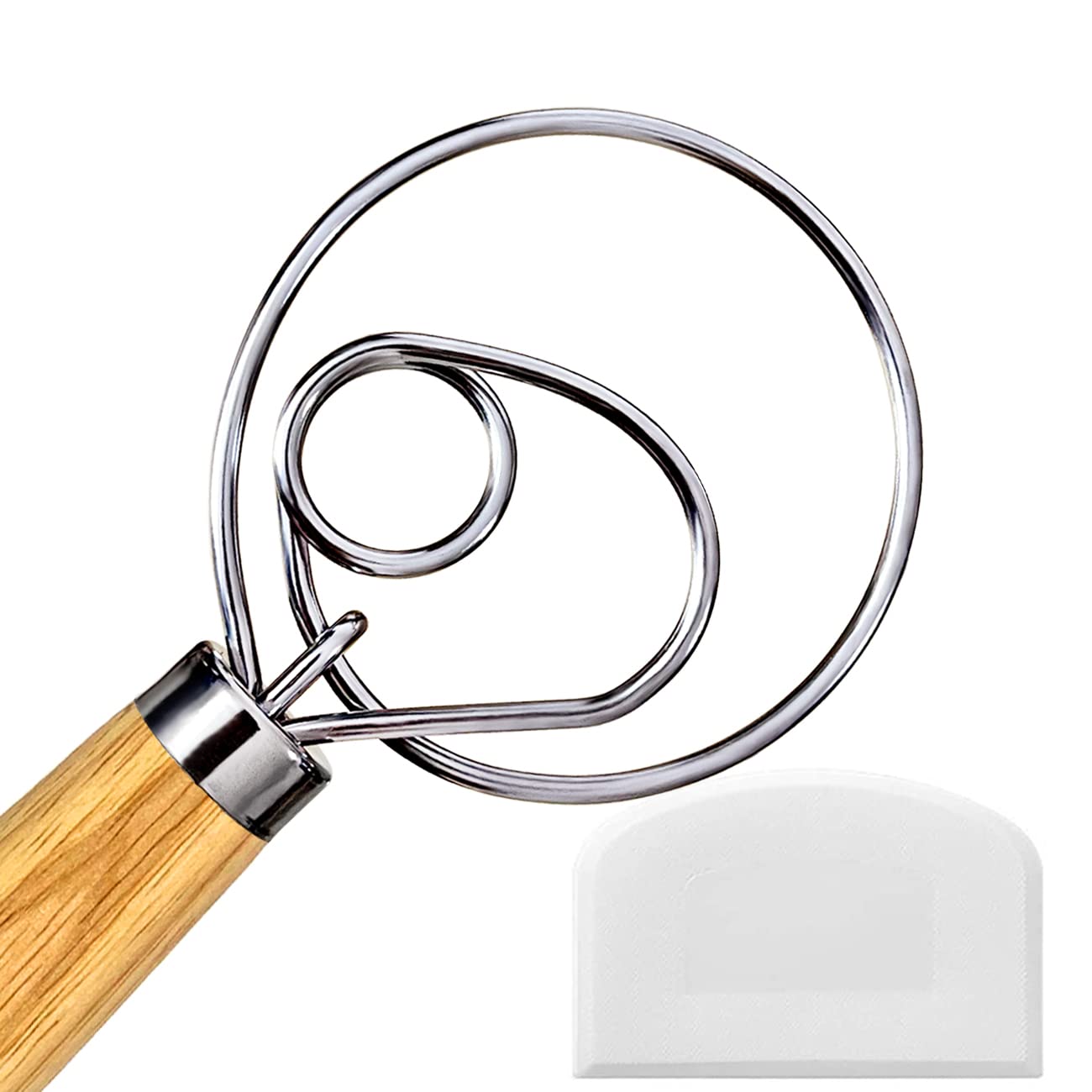 Danish Dough Whisk, Dutch Style Bread Whisk For Sourdough Cooking Kitchen With Stainless Steel Danish Sourdough Whisk Bread Mixe