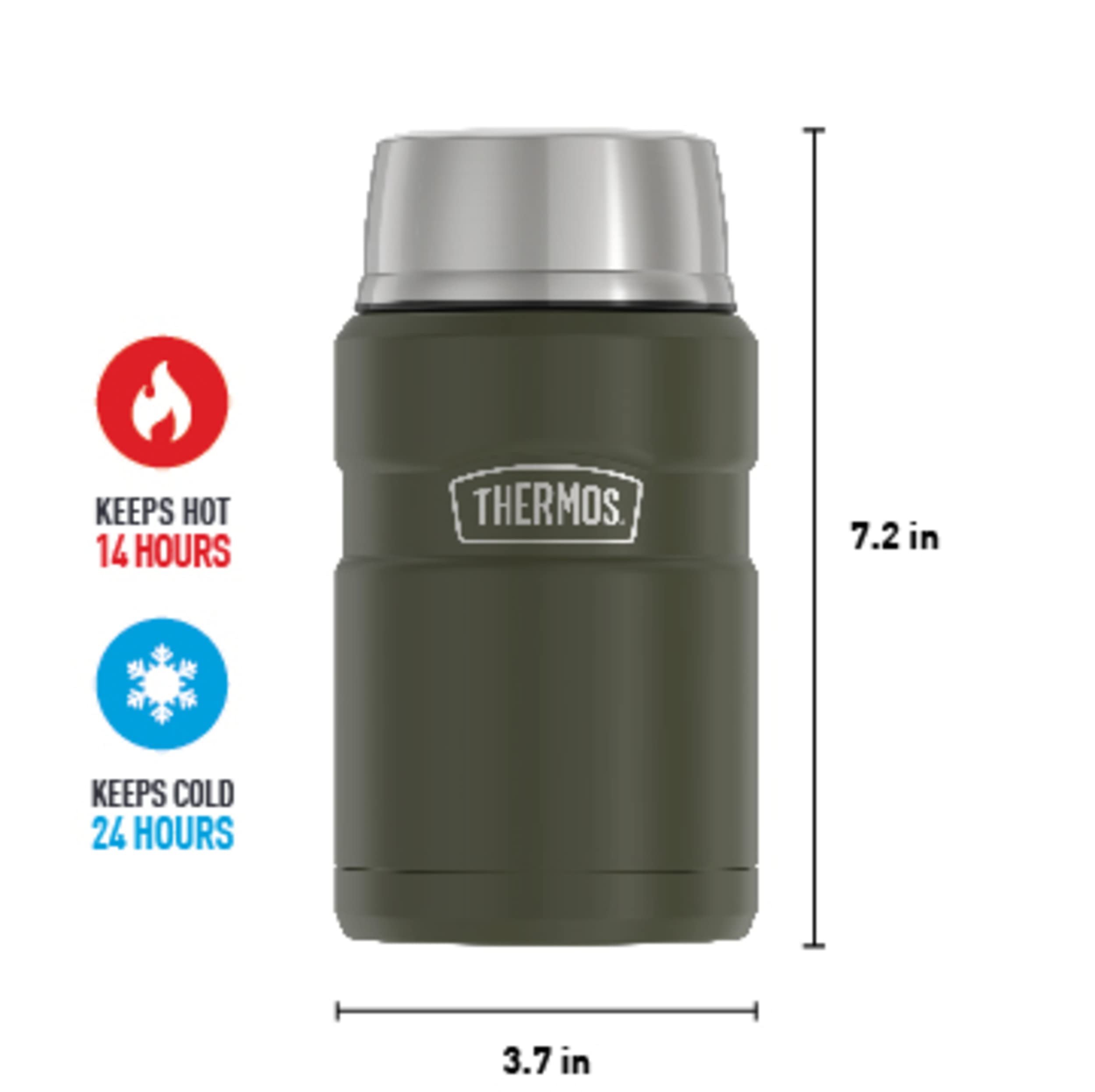 Thermos Stainless King Vacuum-Insulated Food Jar, 24 Ounce, Army Green