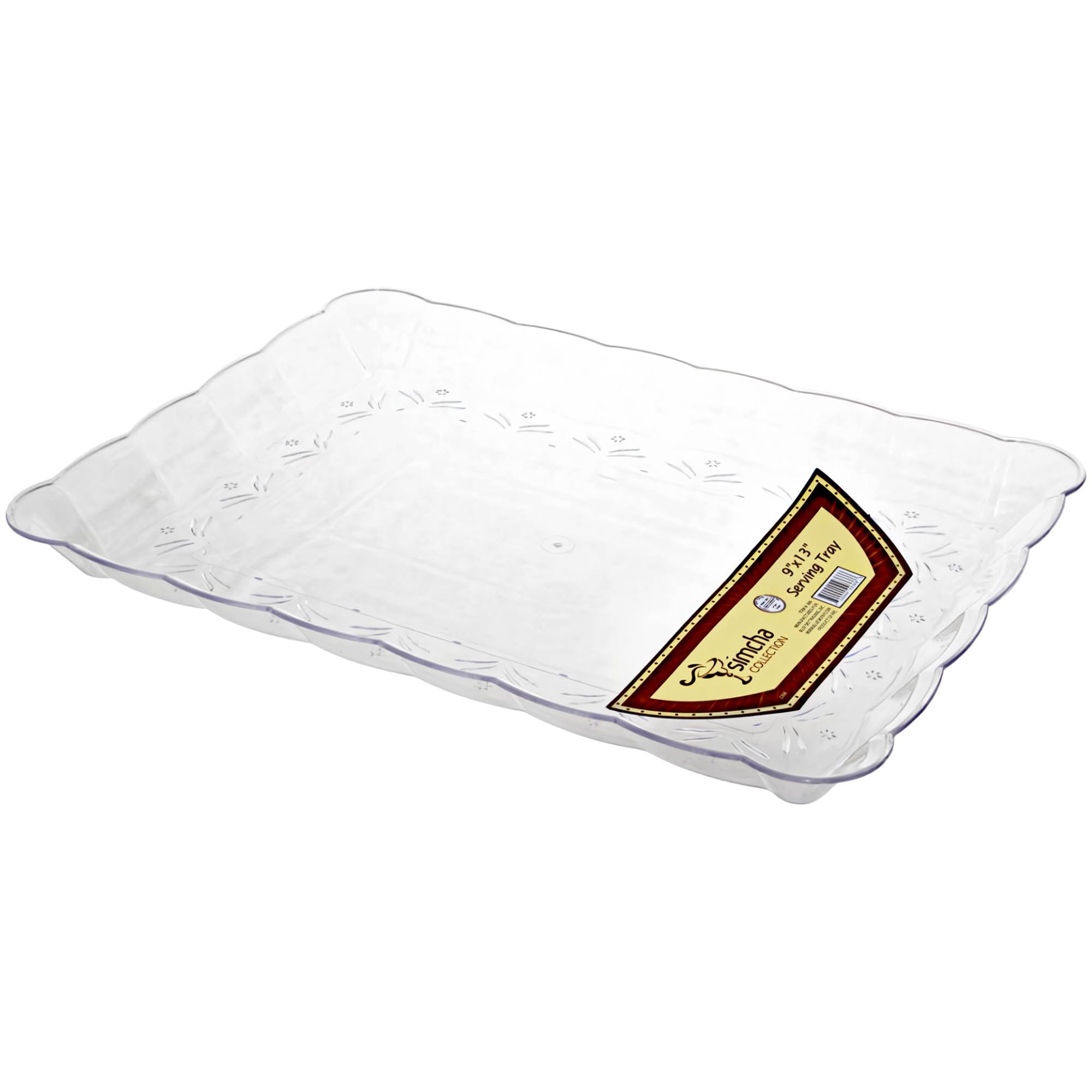 Bluesky Trading Elegant Clear Scalloped-Edged Plastic Tray - 9'' X 13''(1 Pc.) - Reusable Oblong Serving Platter & Plastic Food