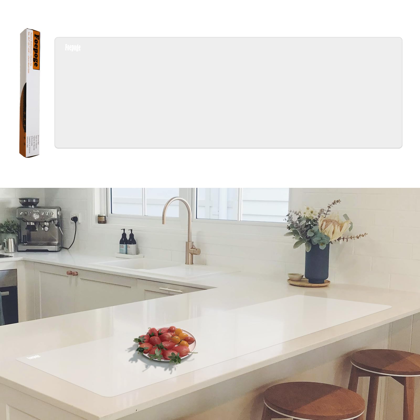 49.2  x 15.7  Large Silicone Mat for Kitchen Counter Protector, Cuttable Silicon Countertop Protector Mat Heat Resistant Mats fo