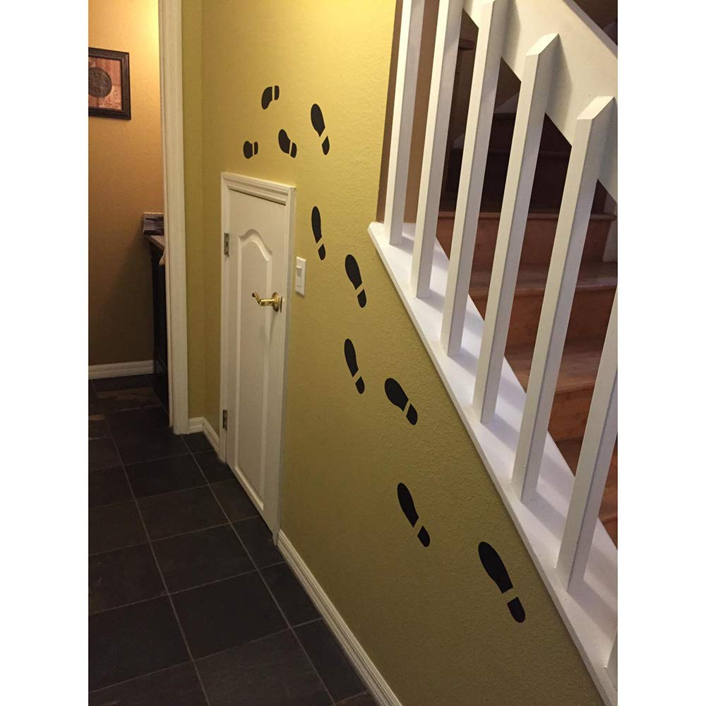 Finduat 20 Pairs 40 Prints Black Shoe Footprint Stickers Decals, Floor Wall Stairs To Guide Directions For School, Dance Studio,