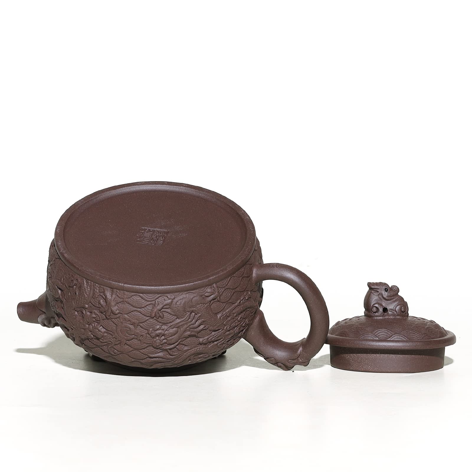 Siline Zisha Tea Pot - Dragon Dezhong 11 Oz,Chinese Genuine Yixing Clay Handmade Teapot With Filter,Infuser Kung Fu Loose Leaf T