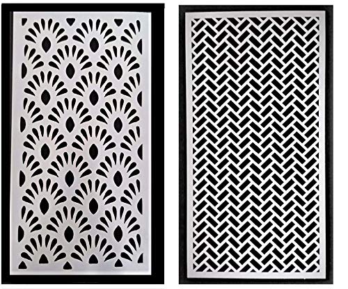 DCAD Craft Stencils  for DIY Home Decors, Crafts & Mixed Media Set64X8 Motif, Floral, Jali, Flower Pattern  2 Stencils 1 S