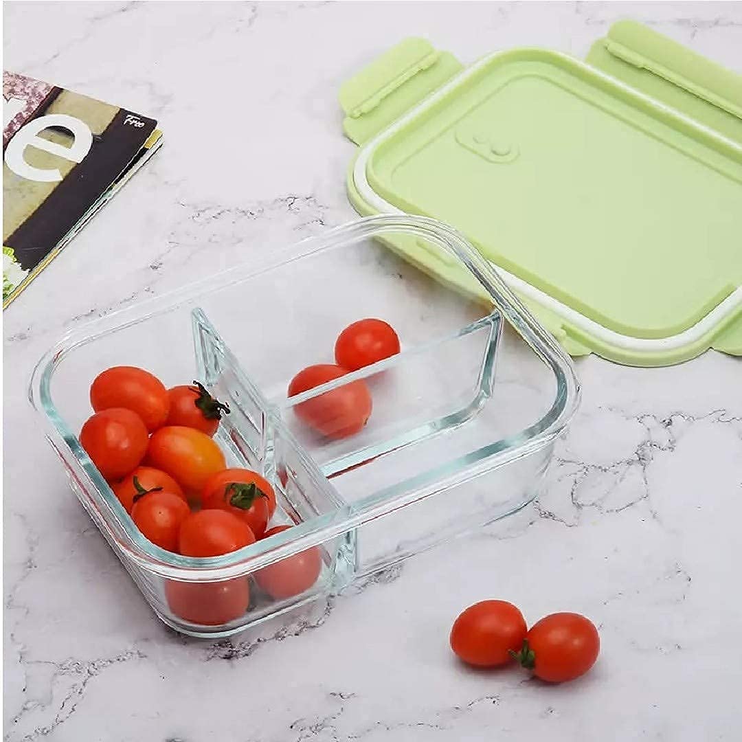 Borosilicate Glass Lunch Box 1000 Ml With Airtight Leak Resistant Lid, Microwave And Oven Safe Food Storage Container, Meal Prep